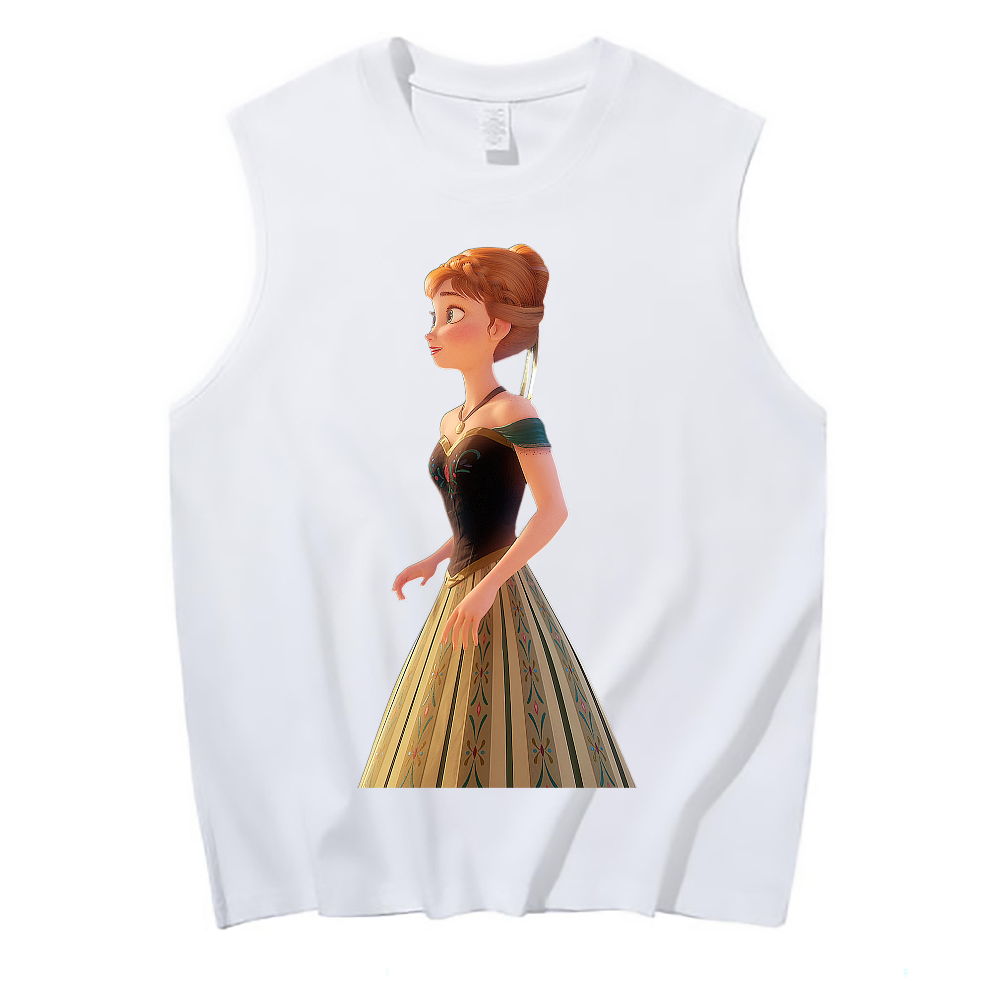 （画像用） アナと雪の女王 アンナ エルサ Frozen Anna Elsa コットン100％タンクトップ（フロントプリント）