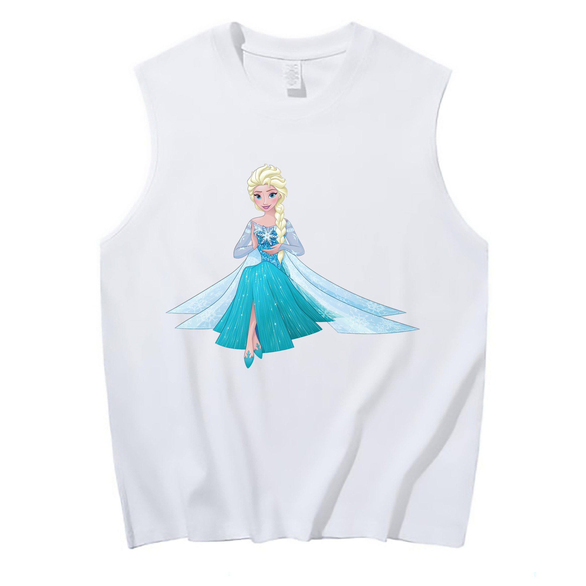 （画像用） アナと雪の女王 アンナ エルサ Frozen Anna Elsa コットン100％タンクトップ（フロントプリント）