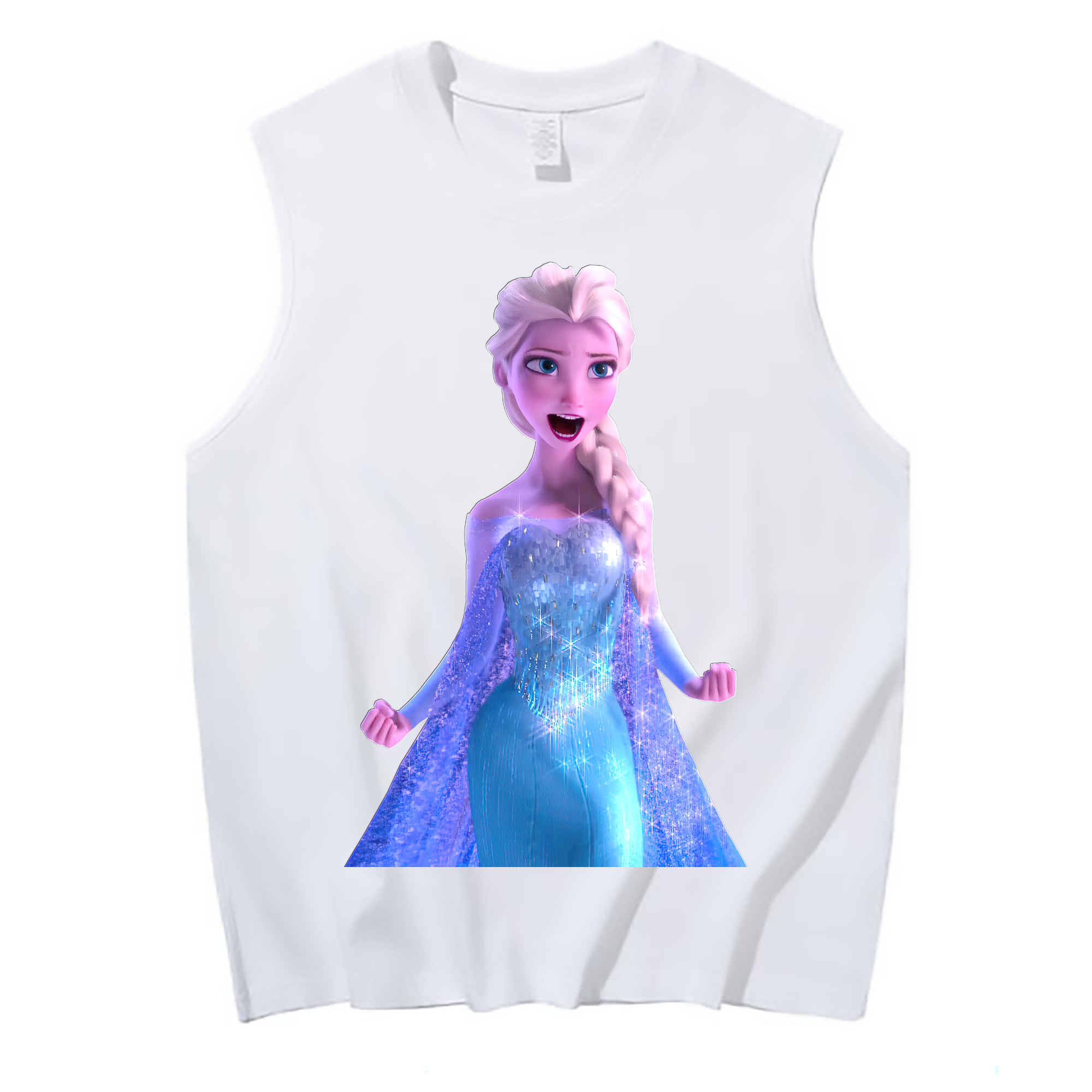 （画像用） アナと雪の女王 アンナ エルサ Frozen Anna Elsa コットン100％タンクトップ（フロントプリント）