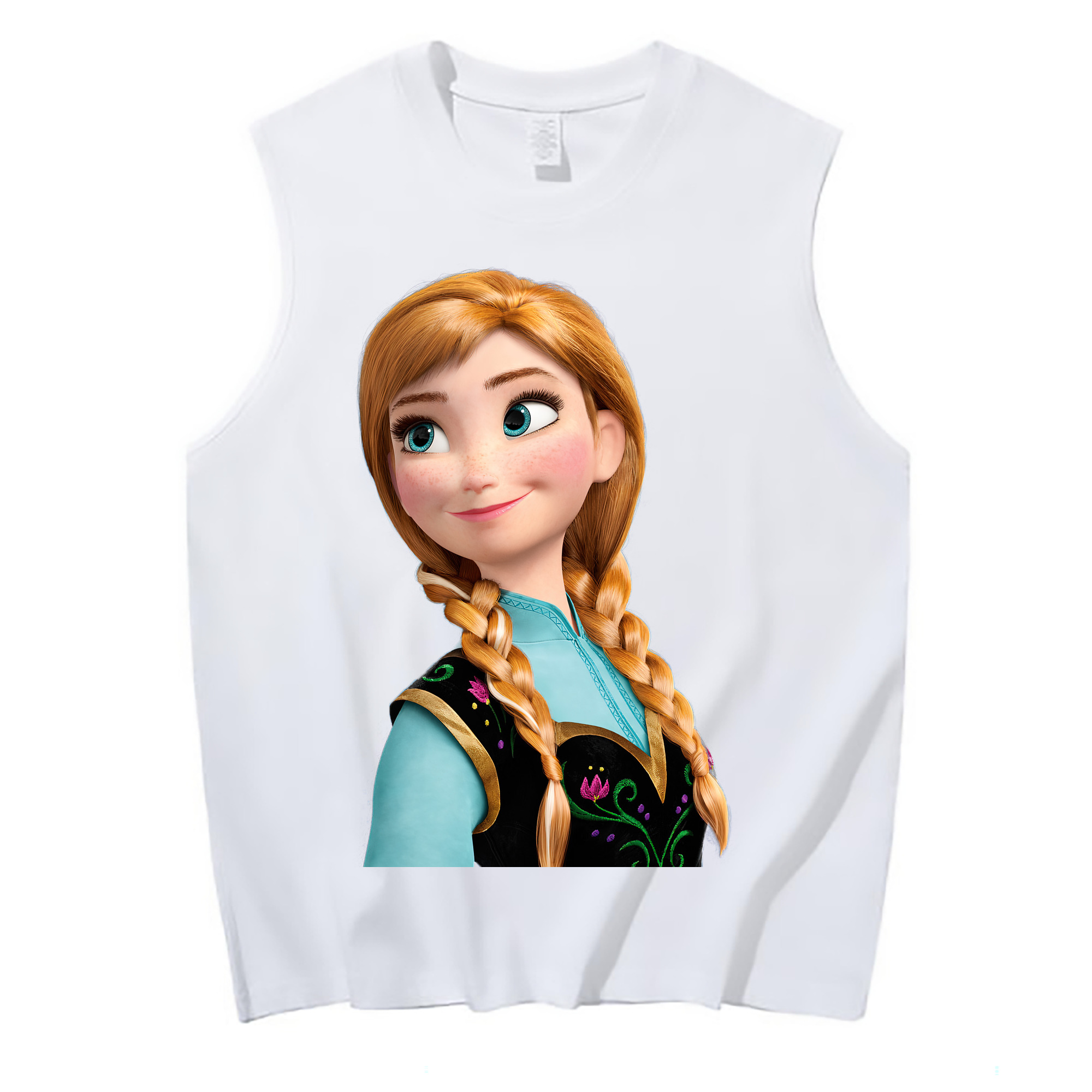 （画像用） アナと雪の女王 アンナ エルサ Frozen Anna Elsa コットン100％タンクトップ（フロントプリント）