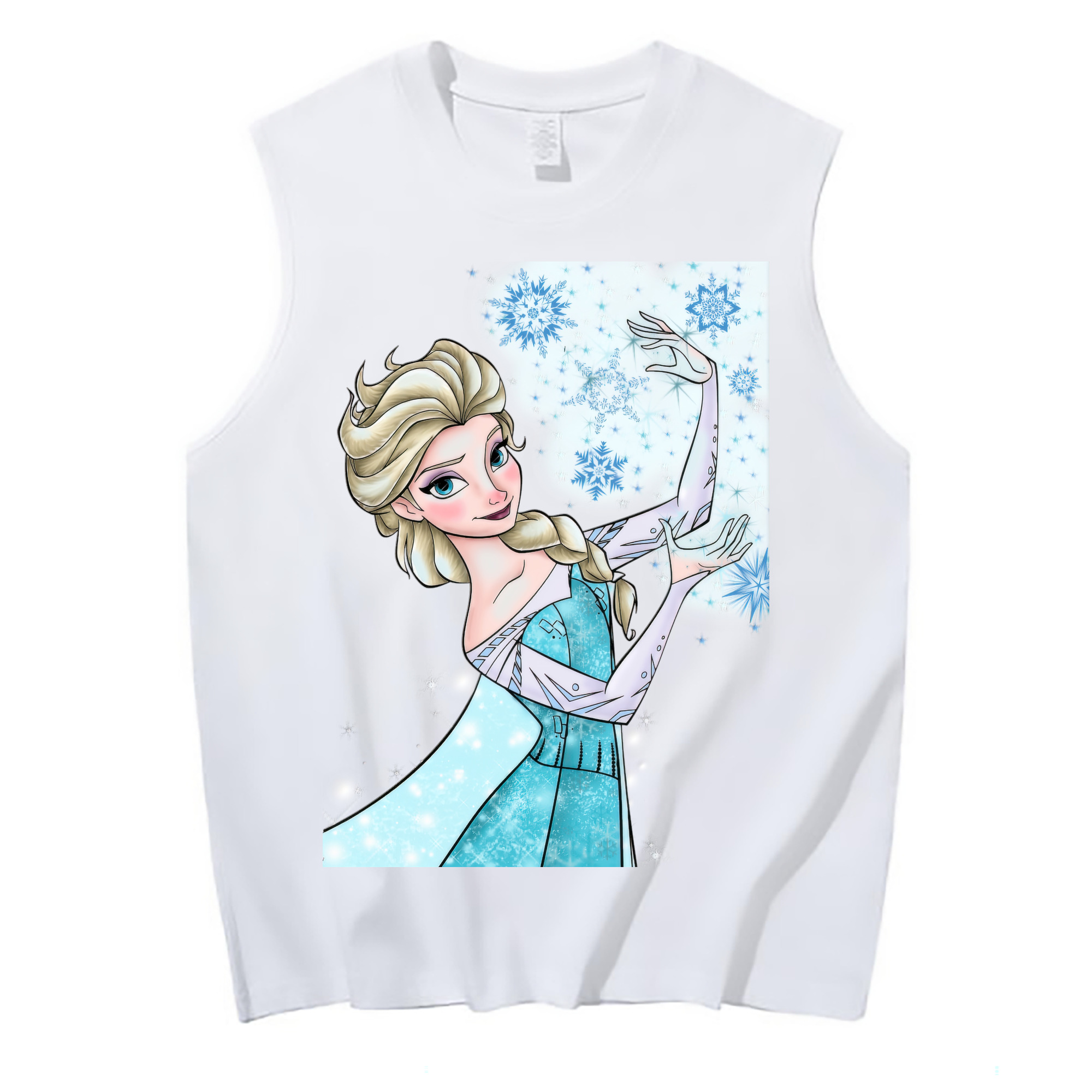 （画像用） アナと雪の女王 アンナ エルサ Frozen Anna Elsa コットン100％タンクトップ（フロントプリント）