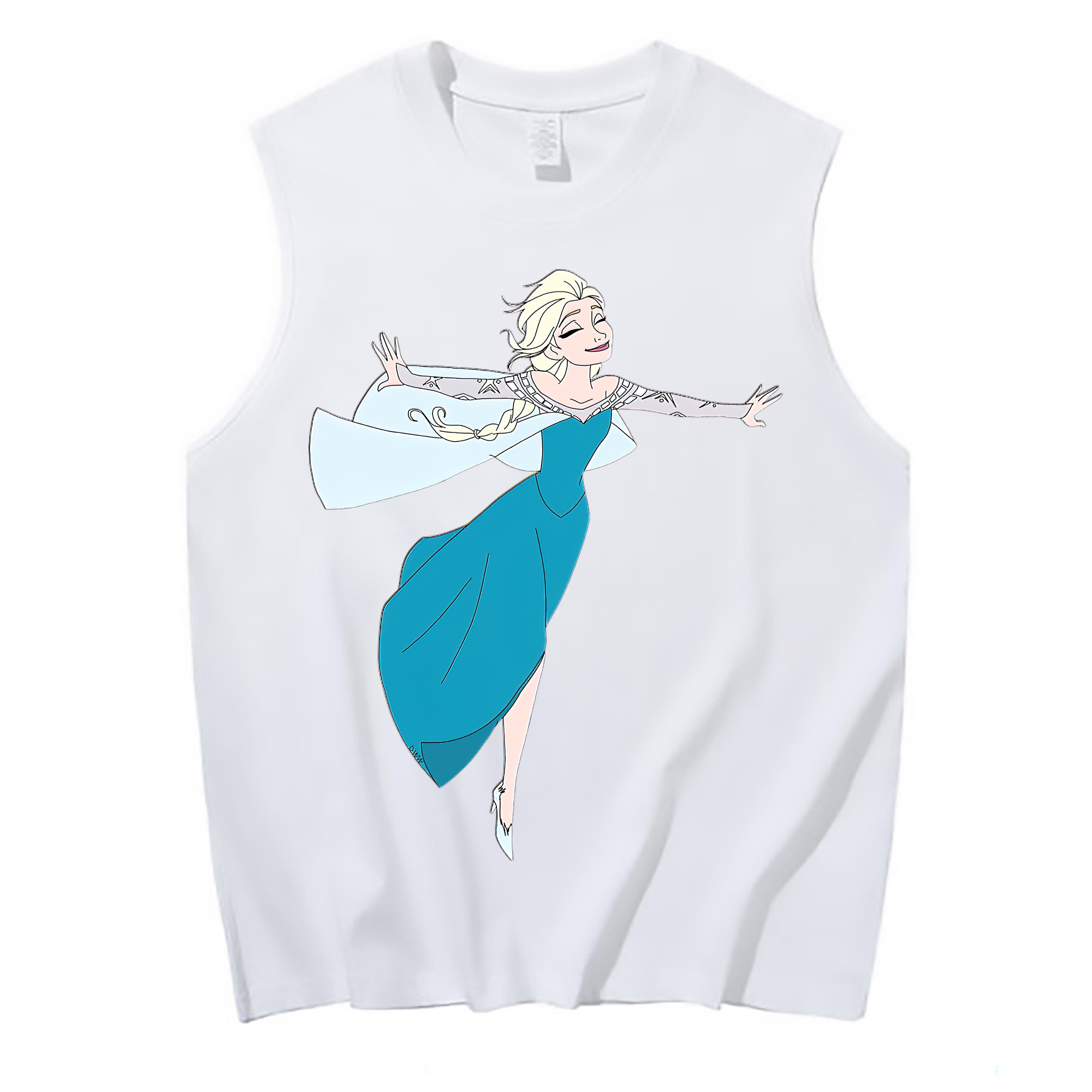 （画像用） アナと雪の女王 アンナ エルサ Frozen Anna Elsa コットン100％タンクトップ（フロントプリント）