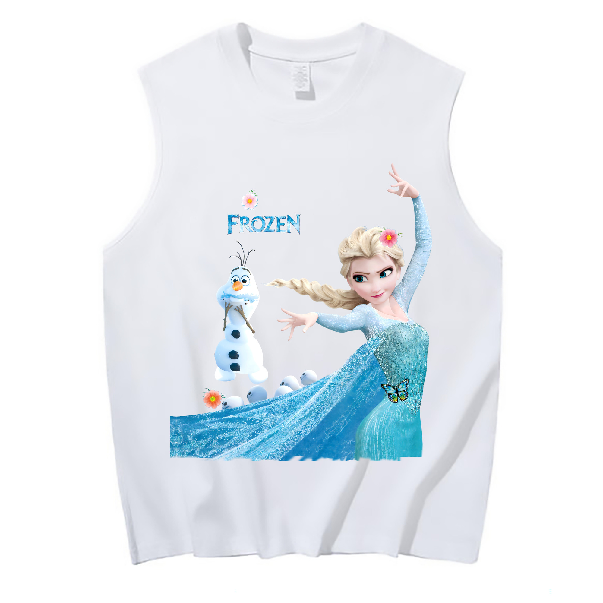 （画像用） アナと雪の女王 アンナ エルサ Frozen Anna Elsa コットン100％タンクトップ（フロントプリント）