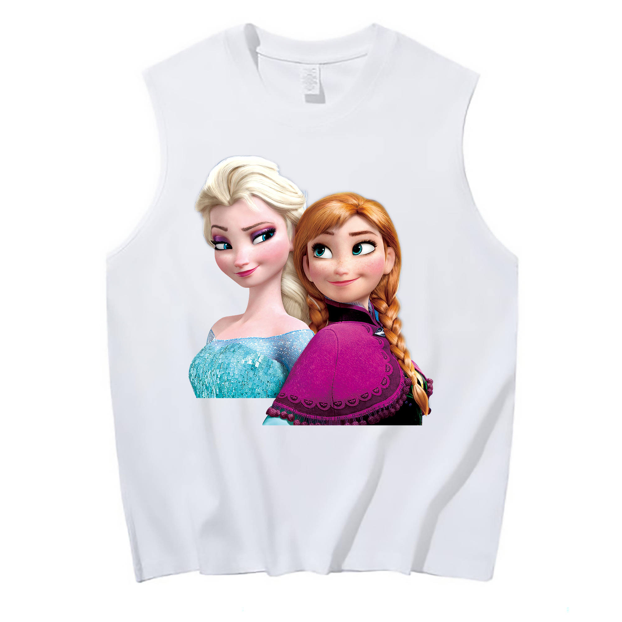 （画像用） アナと雪の女王 アンナ エルサ Frozen Anna Elsa コットン100％タンクトップ（フロントプリント）