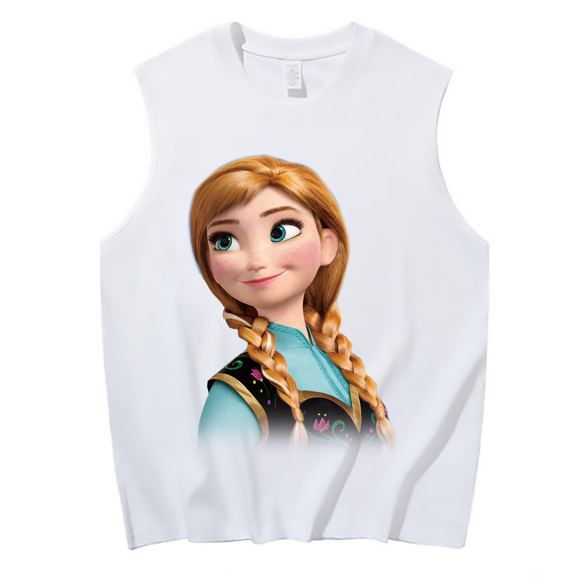 （画像用） アナと雪の女王 アンナ エルサ Frozen Anna Elsa コットン100％タンクトップ（フロントプリント）