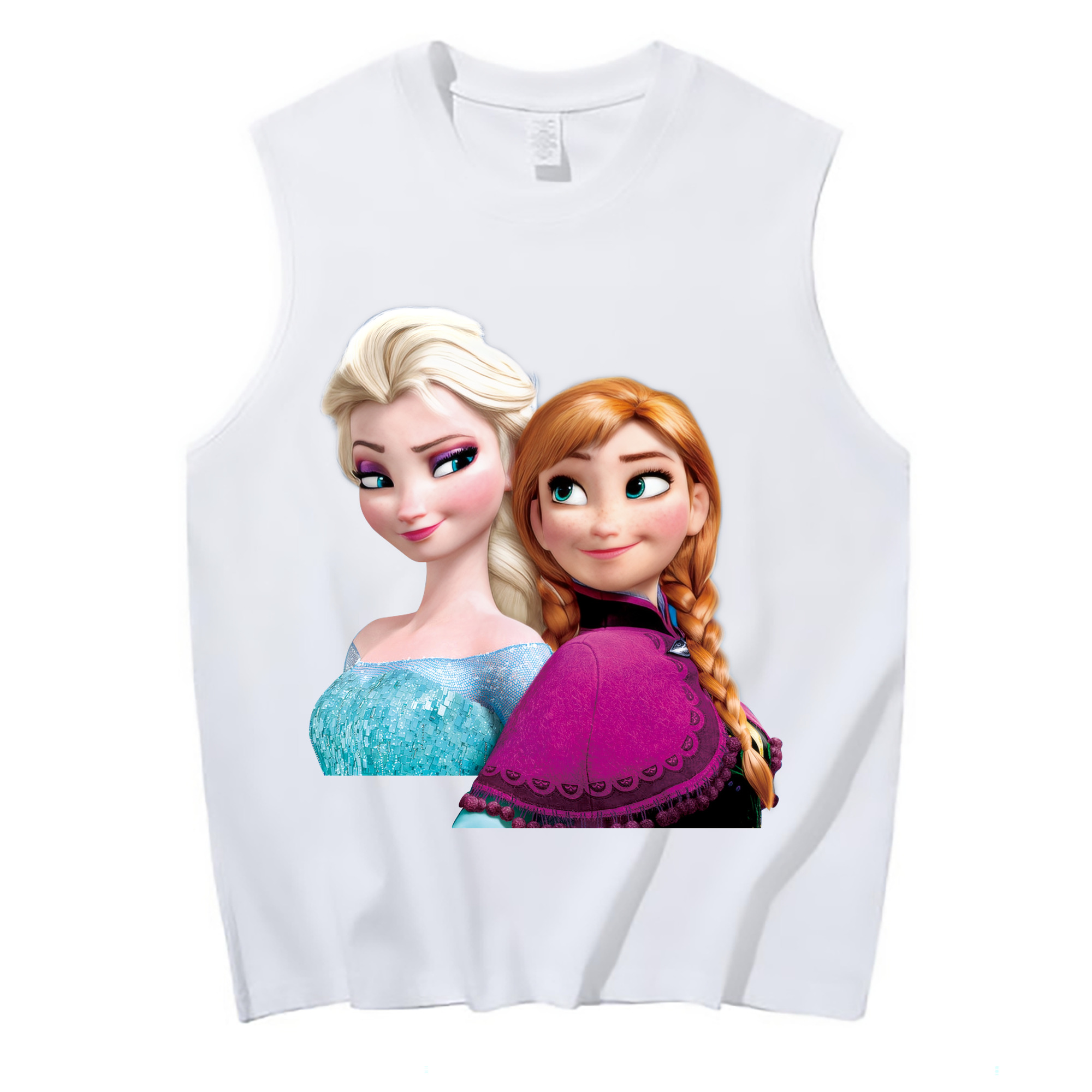 （画像用） アナと雪の女王 アンナ エルサ Frozen Anna Elsa コットン100％タンクトップ（フロントプリント）