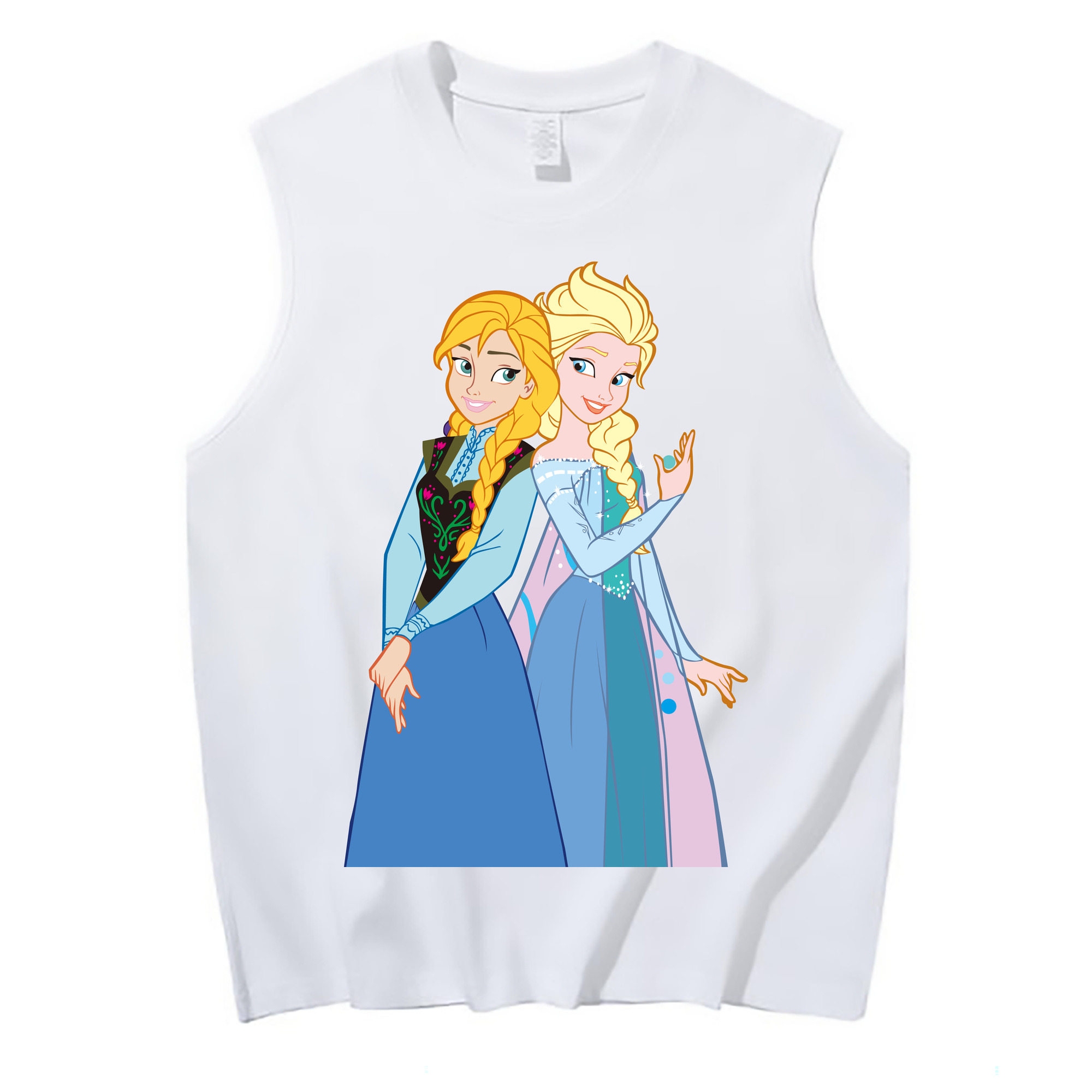 （画像用） アナと雪の女王 アンナ エルサ Frozen Anna Elsa コットン100％タンクトップ（フロントプリント）