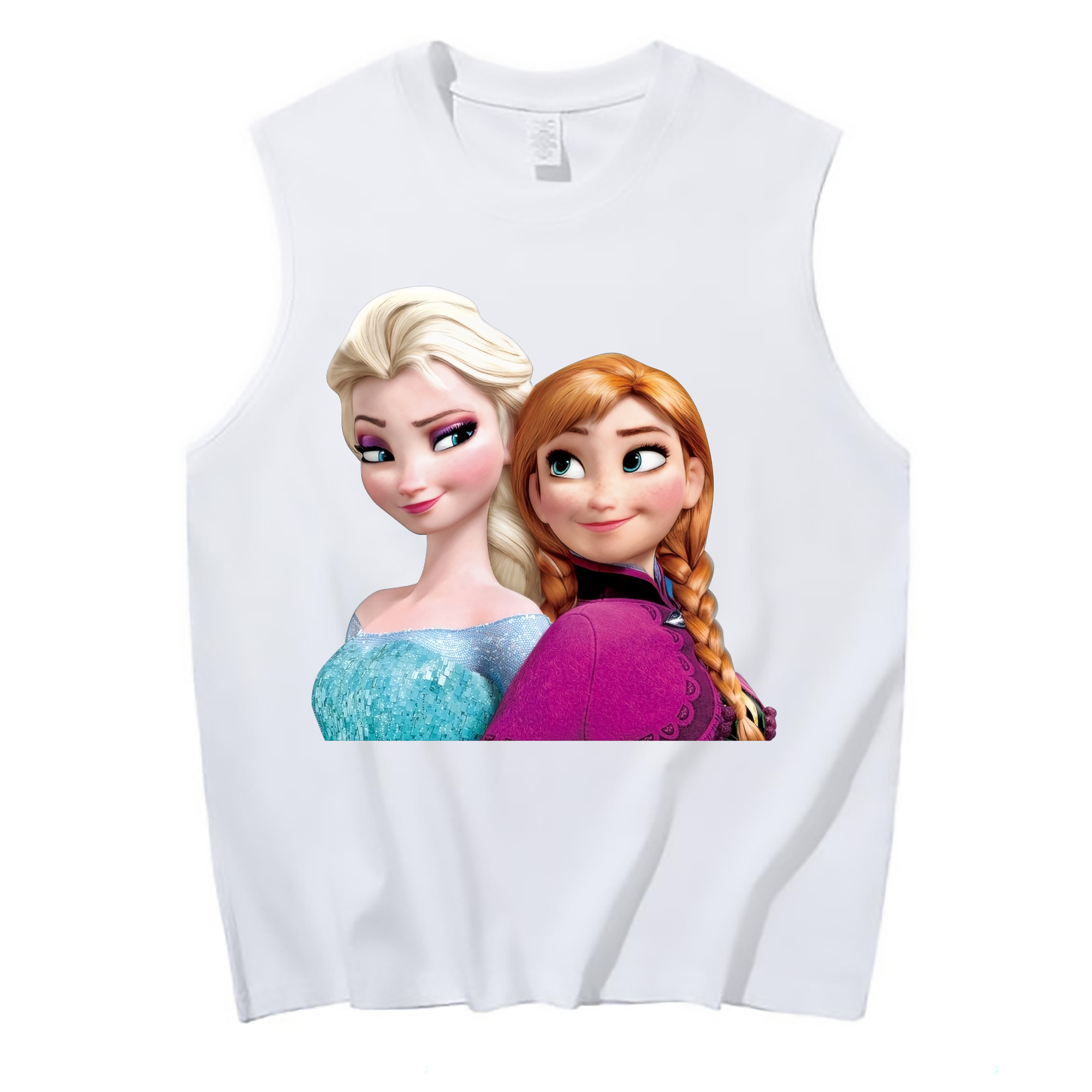 （画像用） アナと雪の女王 アンナ エルサ Frozen Anna Elsa コットン100％タンクトップ（フロントプリント）