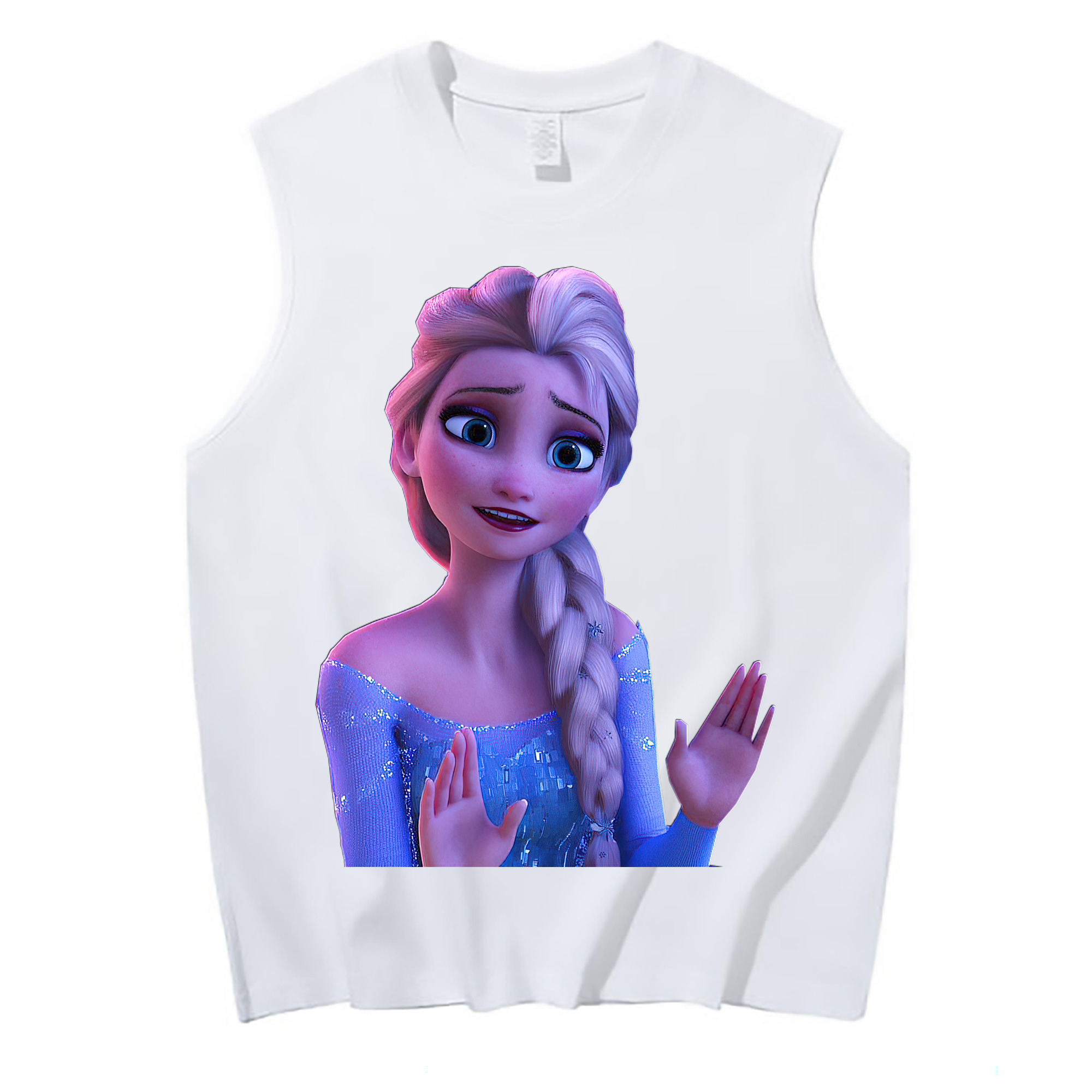 （画像用） アナと雪の女王 アンナ エルサ Frozen Anna Elsa コットン100％タンクトップ（フロントプリント）