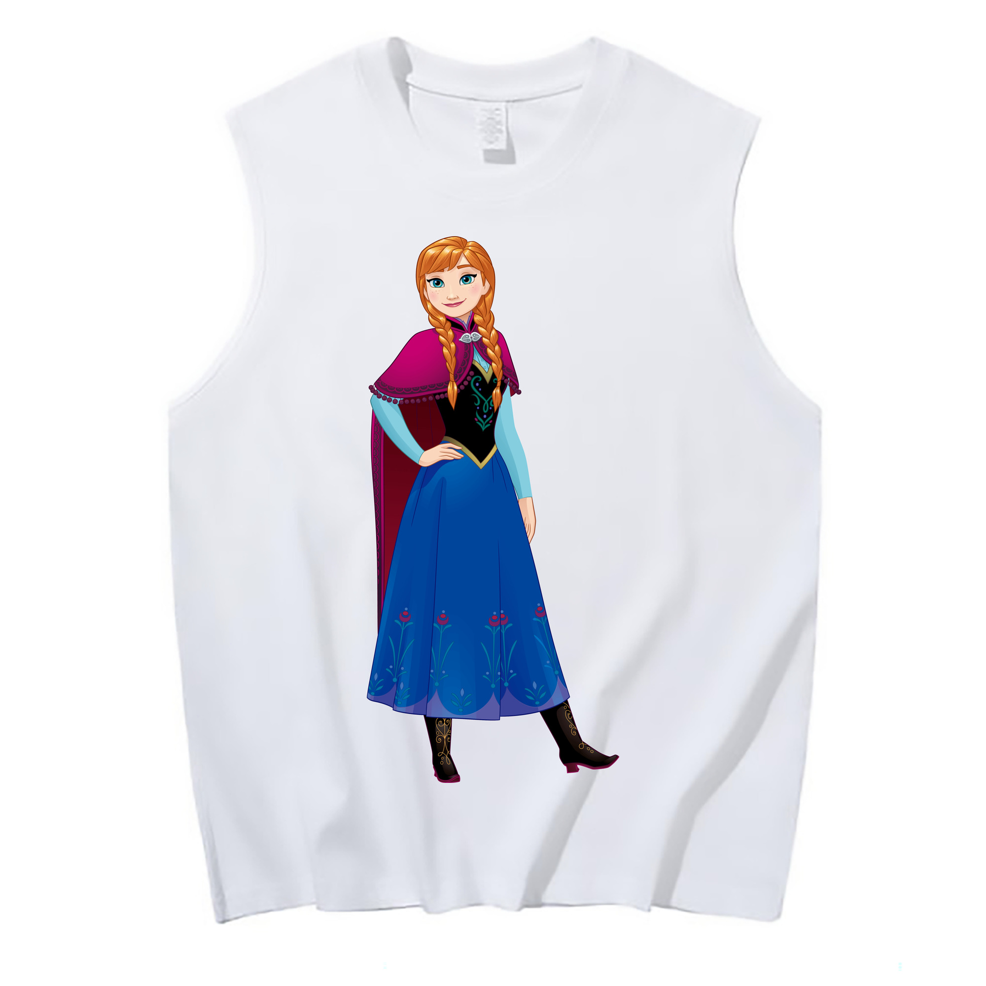 （画像用） アナと雪の女王 アンナ エルサ Frozen Anna Elsa コットン100％タンクトップ（フロントプリント）