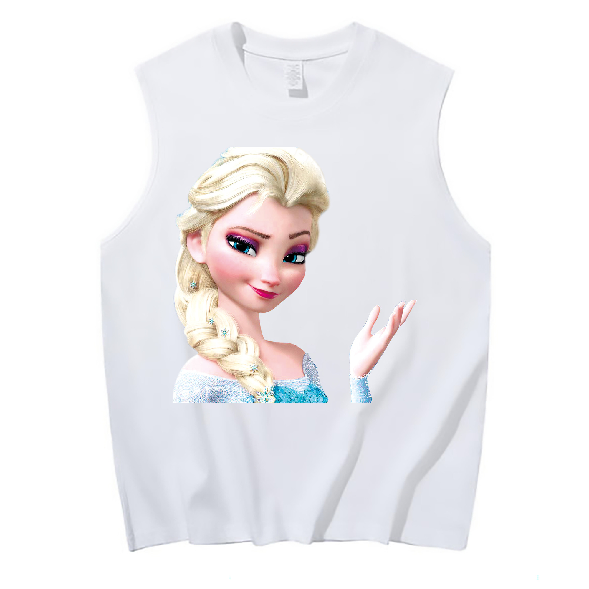 （画像用） アナと雪の女王 アンナ エルサ Frozen Anna Elsa コットン100％タンクトップ（フロントプリント）