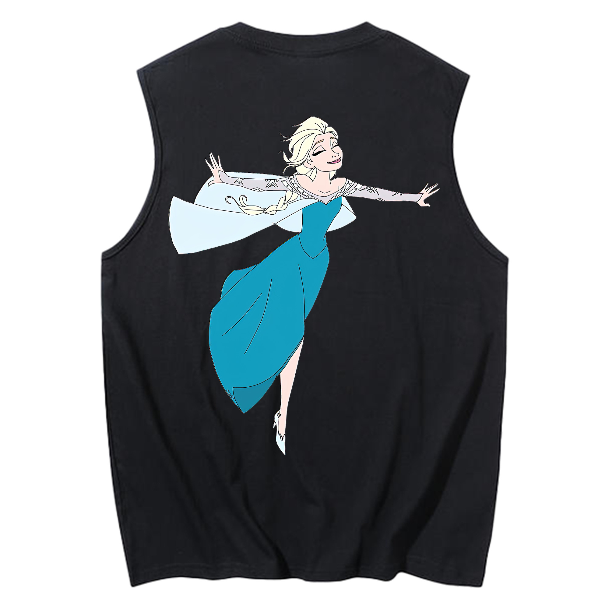 （画像用） アナと雪の女王 アンナ エルサ Frozen Anna Elsa コットン100％タンクトップ（背面プリント）