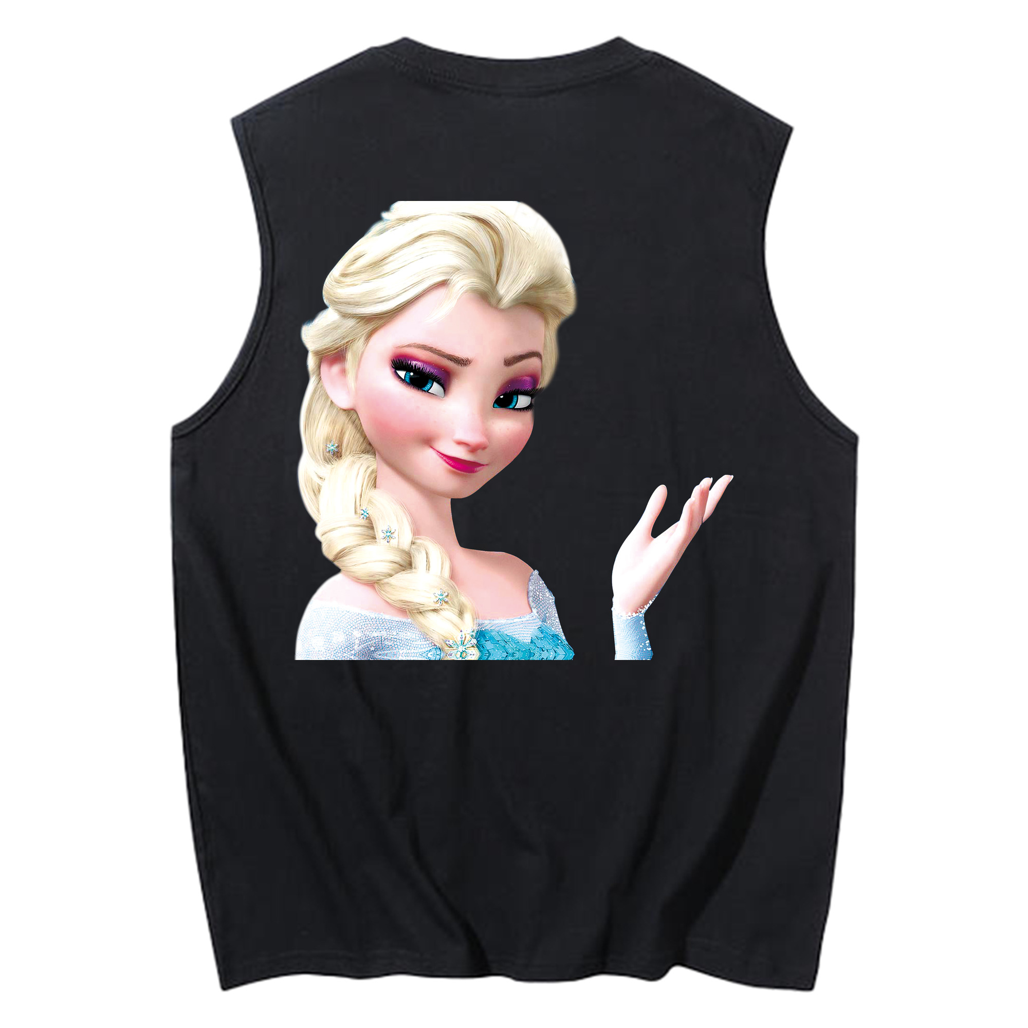 （画像用） アナと雪の女王 アンナ エルサ Frozen Anna Elsa コットン100％タンクトップ（背面プリント）