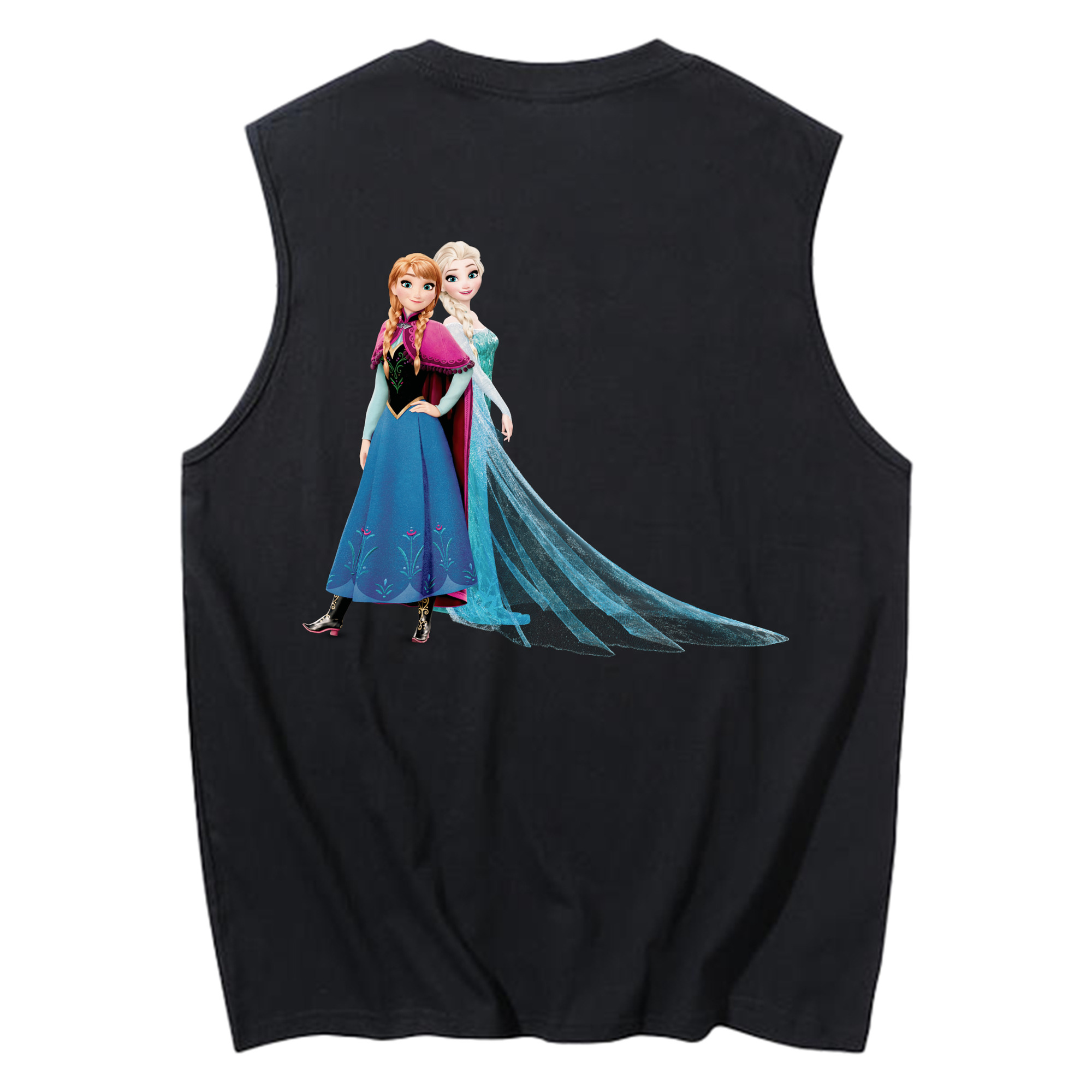 （画像用） アナと雪の女王 アンナ エルサ Frozen Anna Elsa コットン100％タンクトップ（背面プリント）