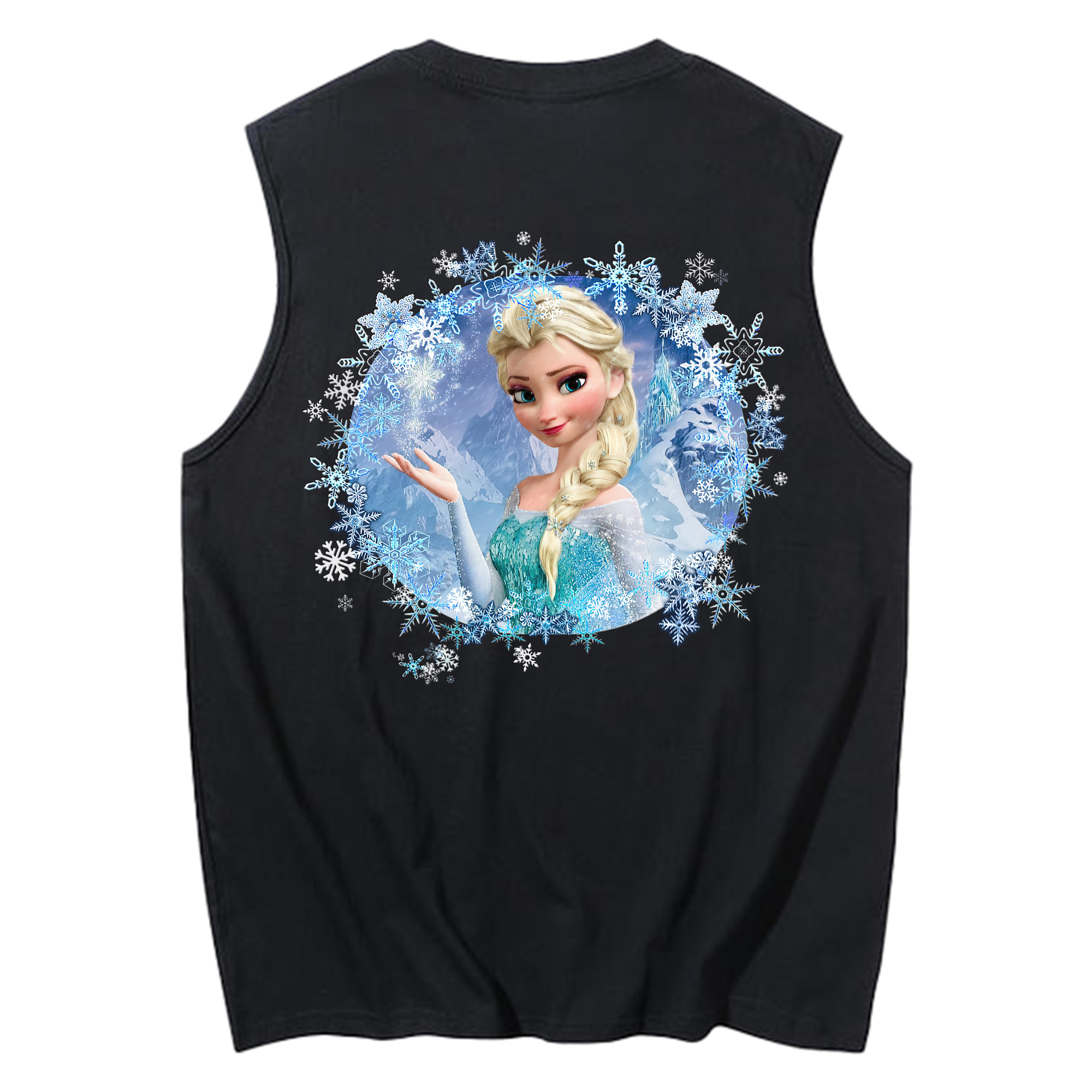 （画像用） アナと雪の女王 アンナ エルサ Frozen Anna Elsa コットン100％タンクトップ（背面プリント）