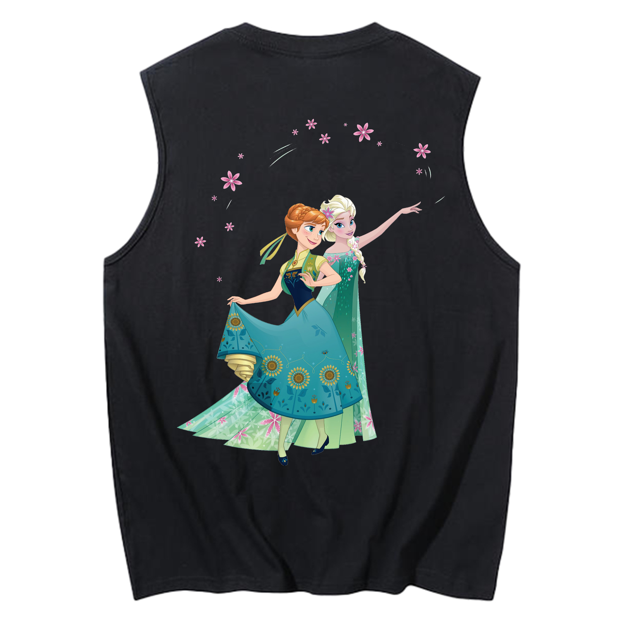 （画像用） アナと雪の女王 アンナ エルサ Frozen Anna Elsa コットン100％タンクトップ（背面プリント）
