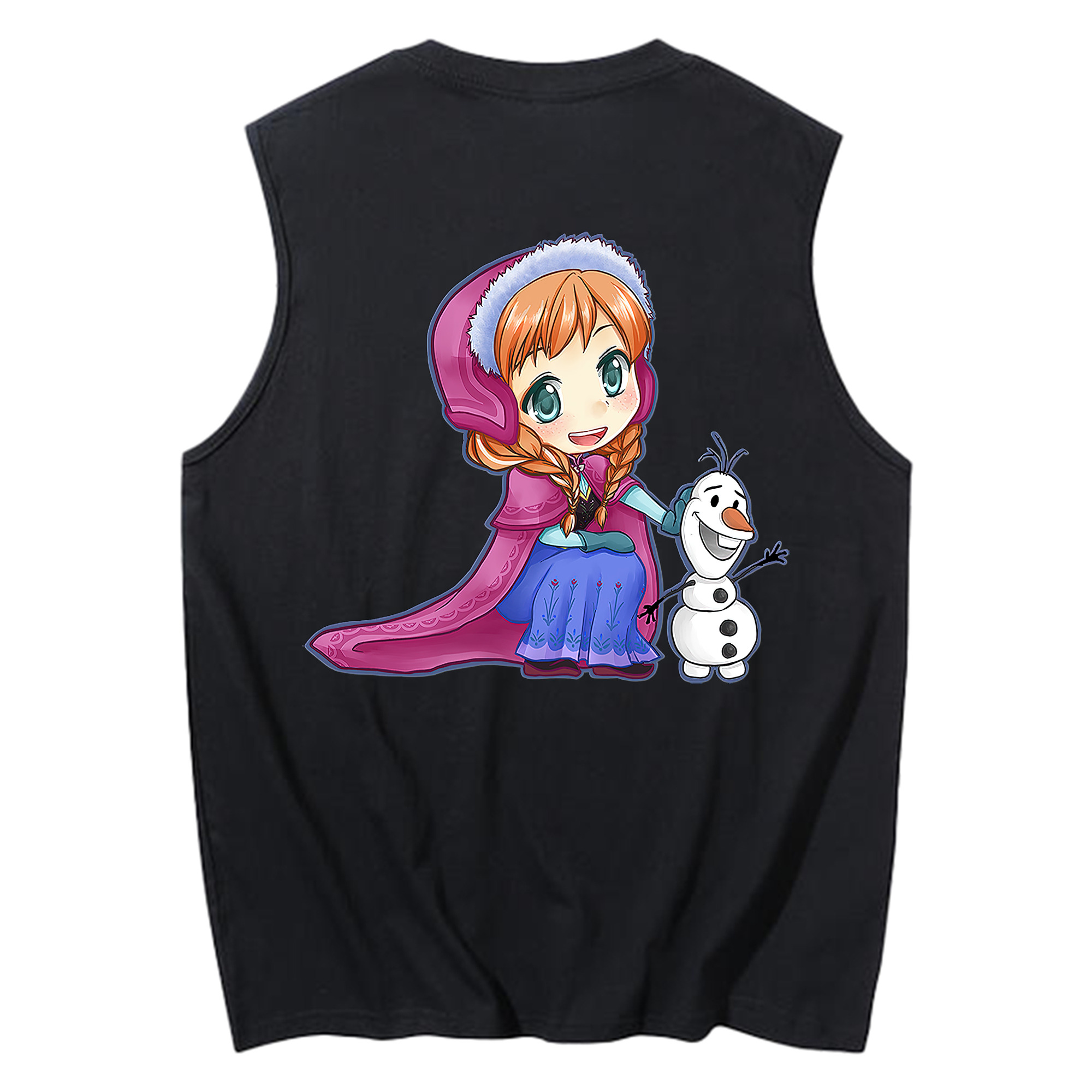 （画像用） アナと雪の女王 アンナ エルサ Frozen Anna Elsa コットン100％タンクトップ（背面プリント）