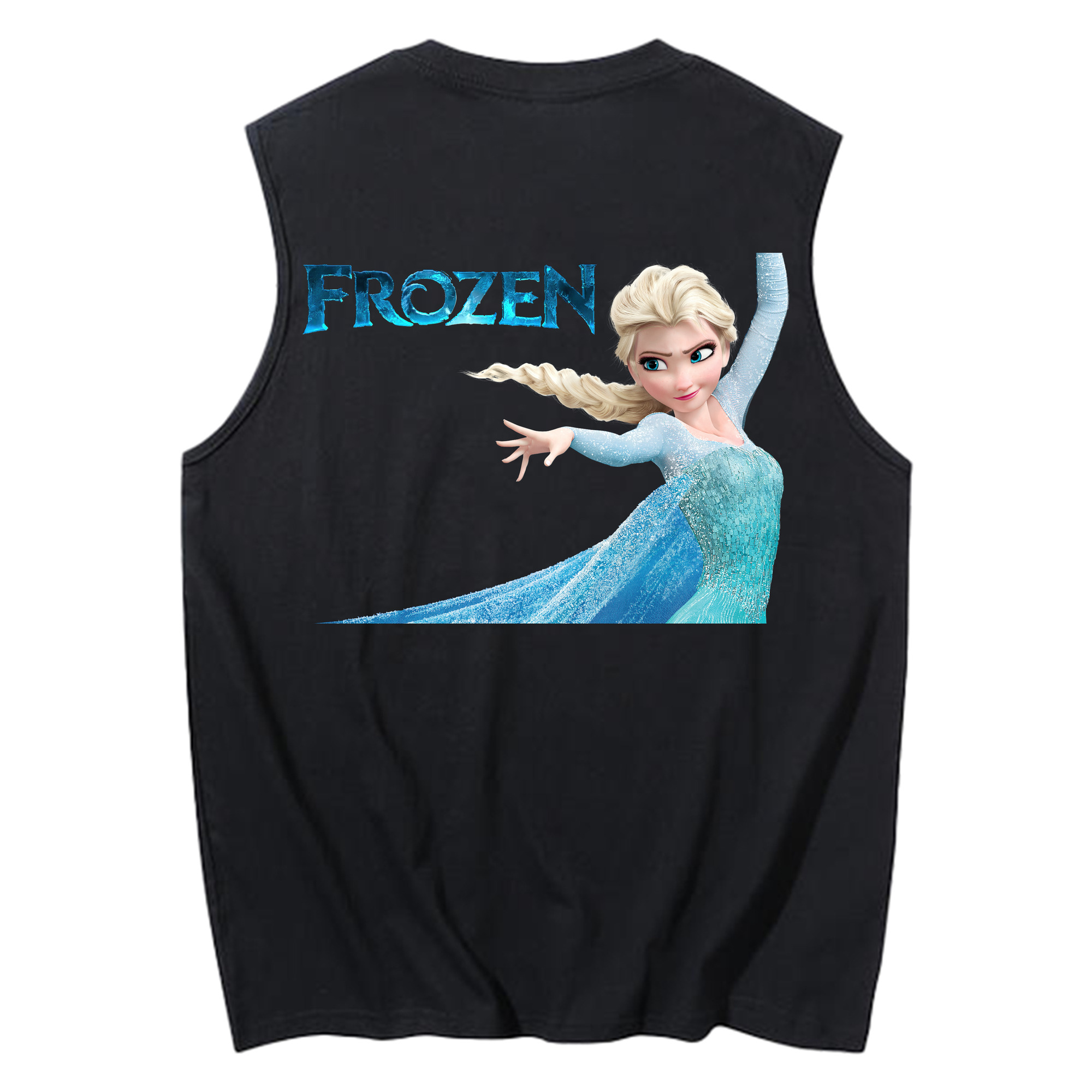 （画像用） アナと雪の女王 アンナ エルサ Frozen Anna Elsa コットン100％タンクトップ（背面プリント）