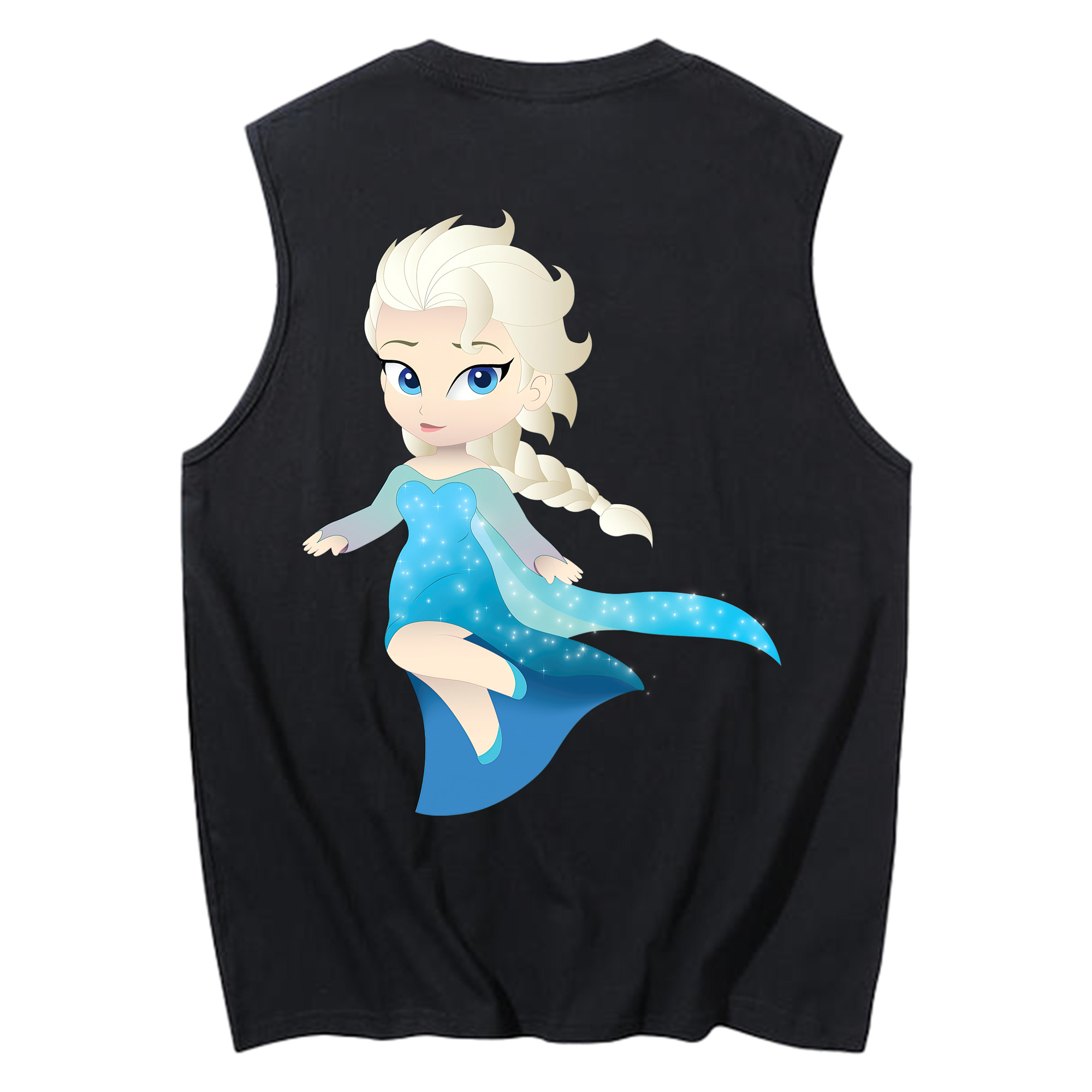 （画像用） アナと雪の女王 アンナ エルサ Frozen Anna Elsa コットン100％タンクトップ（背面プリント）