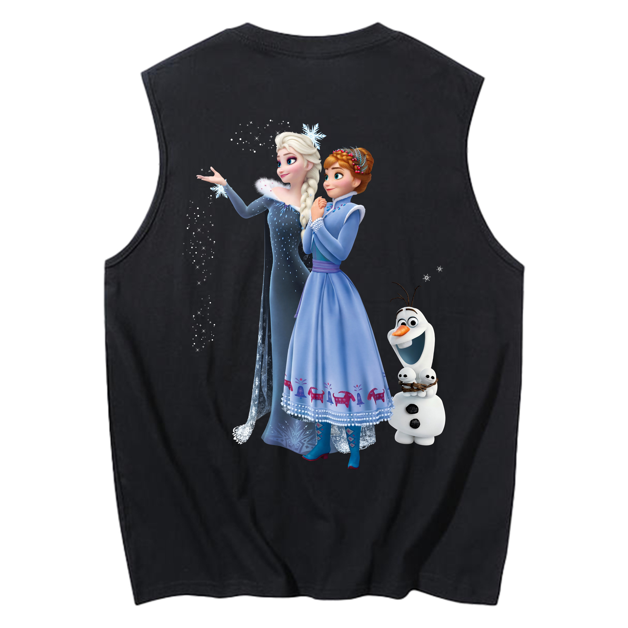 （画像用） アナと雪の女王 アンナ エルサ Frozen Anna Elsa コットン100％タンクトップ（背面プリント）