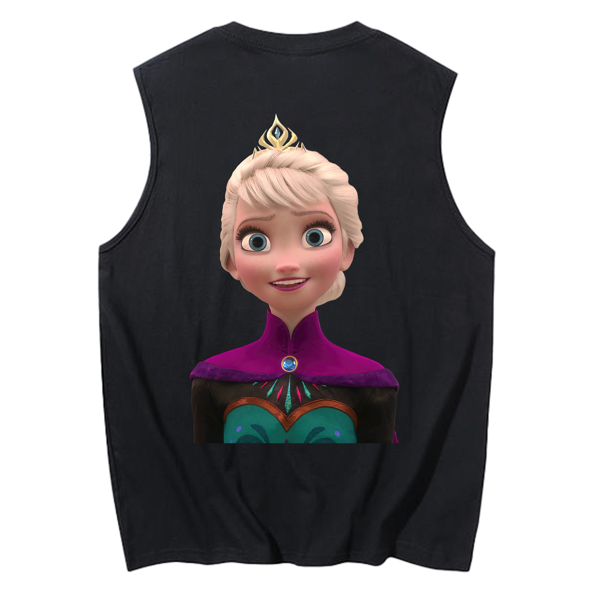 （画像用） アナと雪の女王 アンナ エルサ Frozen Anna Elsa コットン100％タンクトップ（背面プリント）
