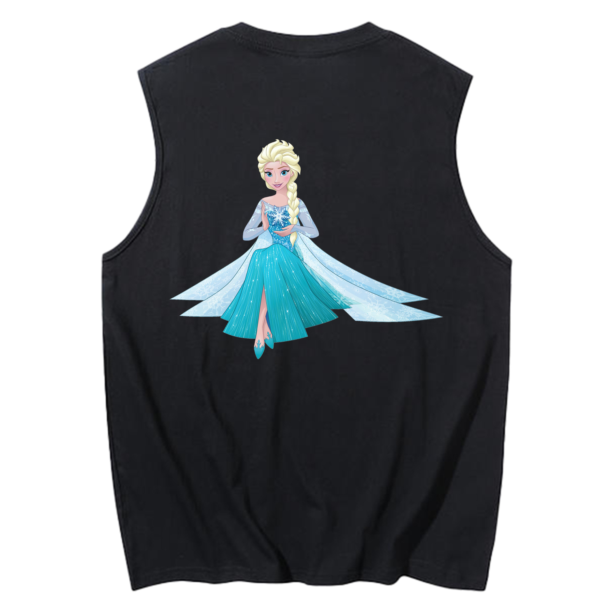 （画像用） アナと雪の女王 アンナ エルサ Frozen Anna Elsa コットン100％タンクトップ（背面プリント）