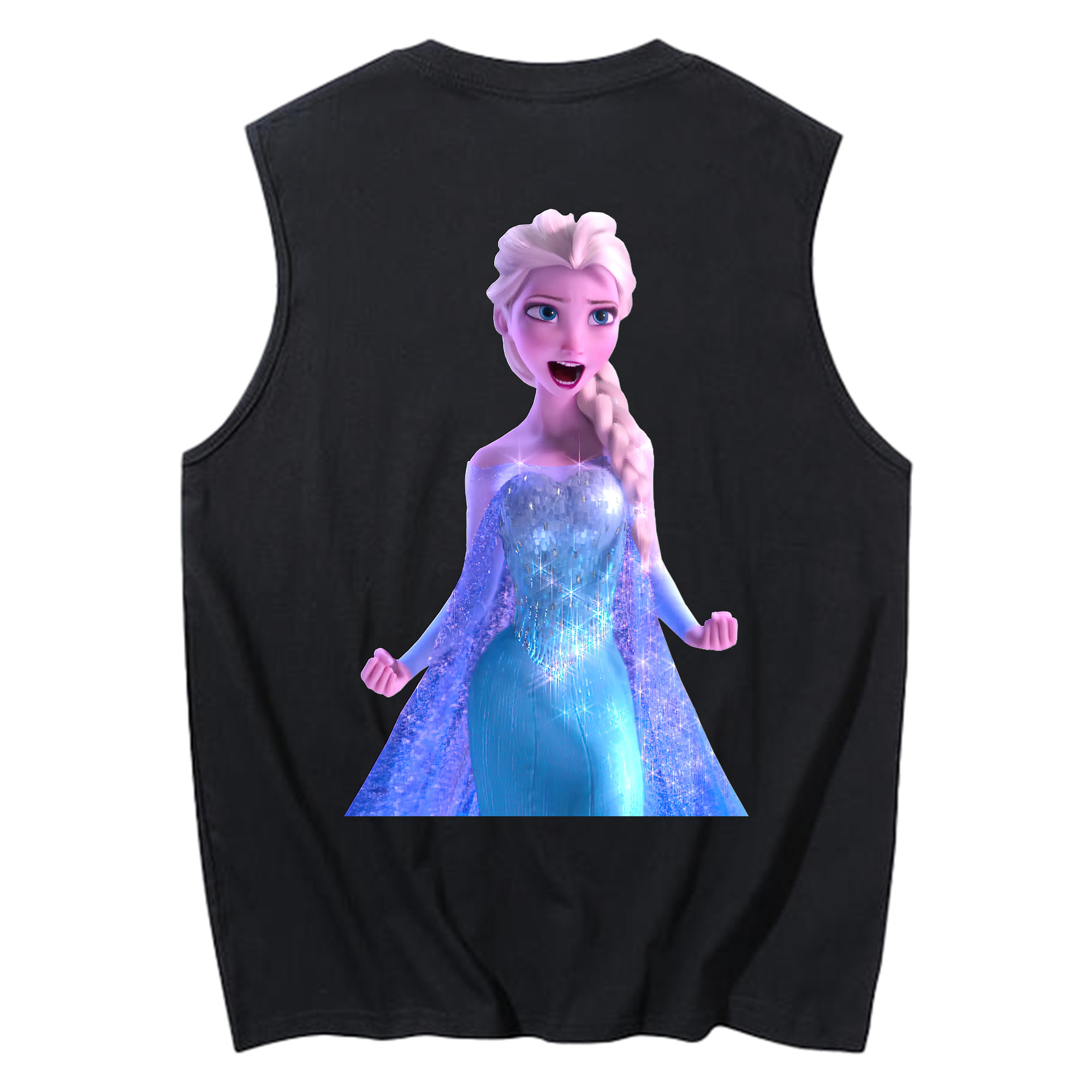 （画像用） アナと雪の女王 アンナ エルサ Frozen Anna Elsa コットン100％タンクトップ（背面プリント）