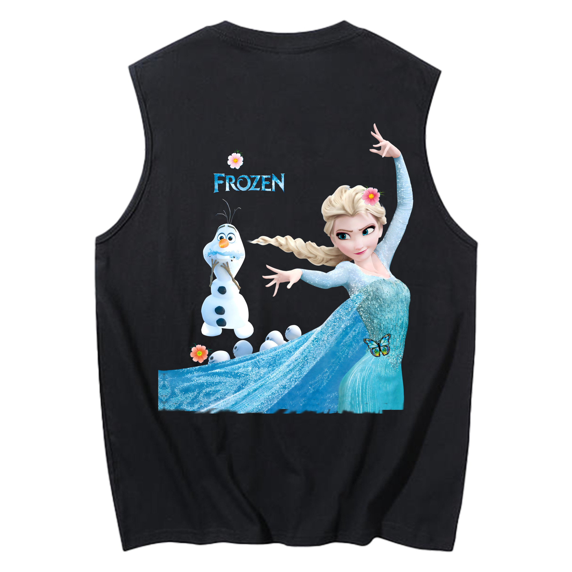 （画像用） アナと雪の女王 アンナ エルサ Frozen Anna Elsa コットン100％タンクトップ（背面プリント）