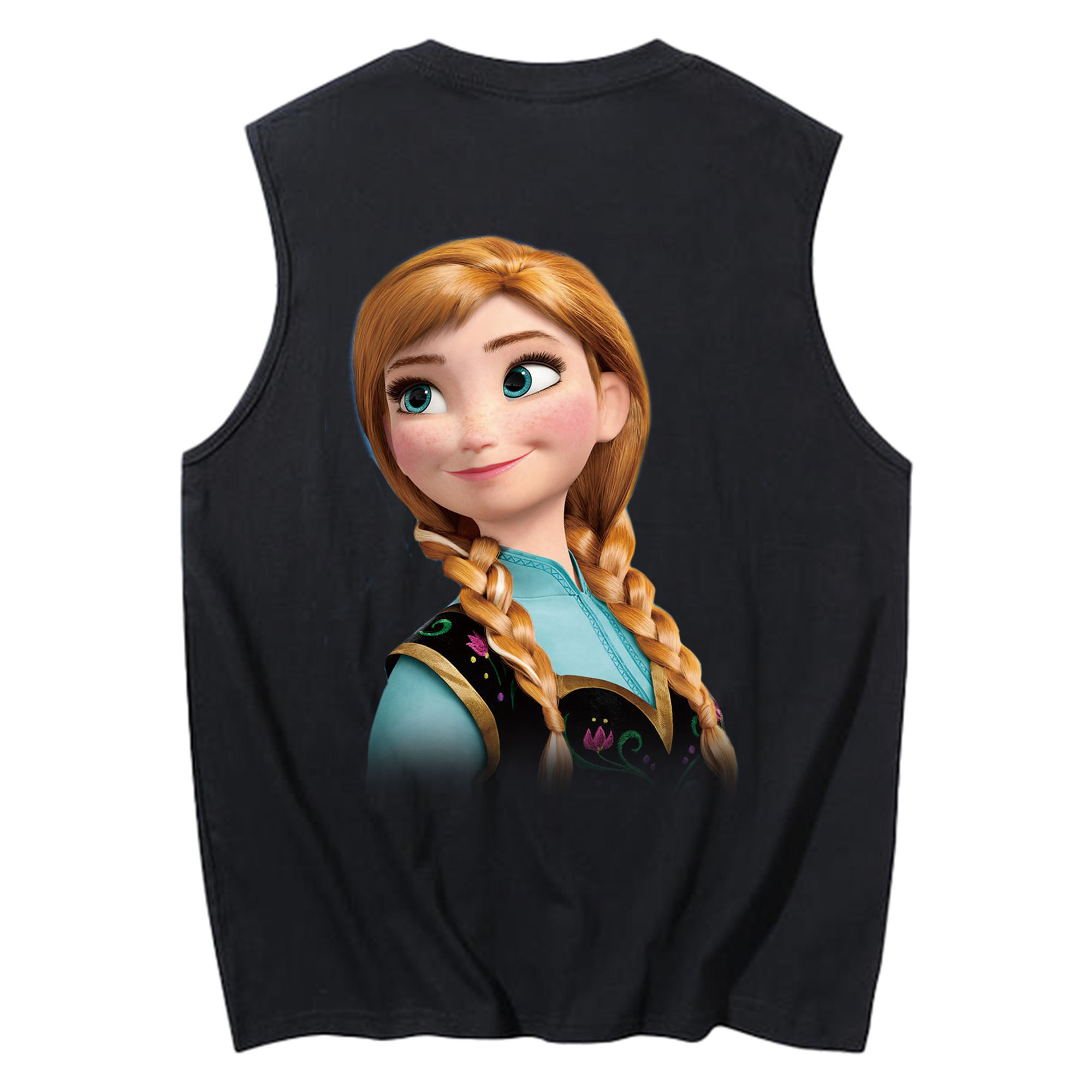 （画像用） アナと雪の女王 アンナ エルサ Frozen Anna Elsa コットン100％タンクトップ（背面プリント）