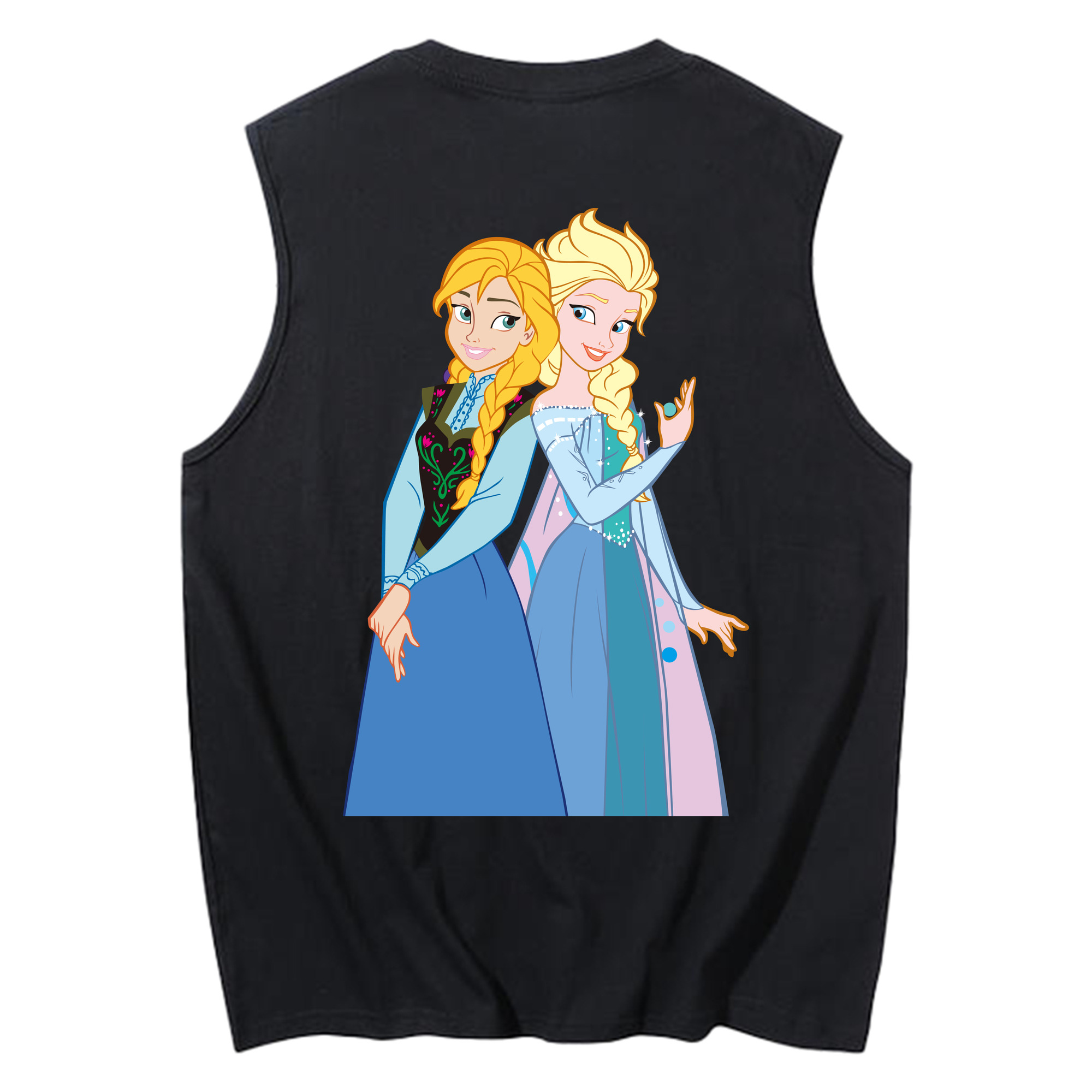（画像用） アナと雪の女王 アンナ エルサ Frozen Anna Elsa コットン100％タンクトップ（背面プリント）