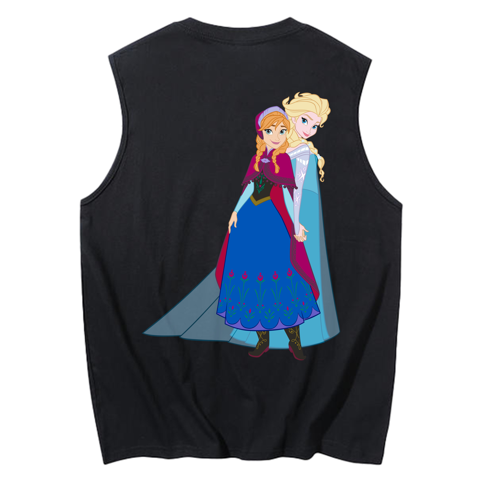 （画像用） アナと雪の女王 アンナ エルサ Frozen Anna Elsa コットン100％タンクトップ（背面プリント）