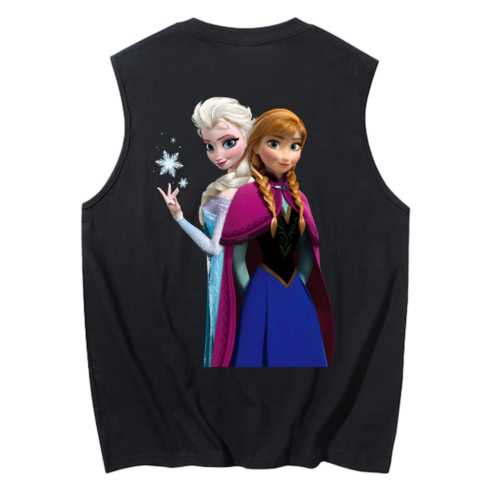 （画像用） アナと雪の女王 アンナ エルサ Frozen Anna Elsa コットン100％タンクトップ（背面プリント）