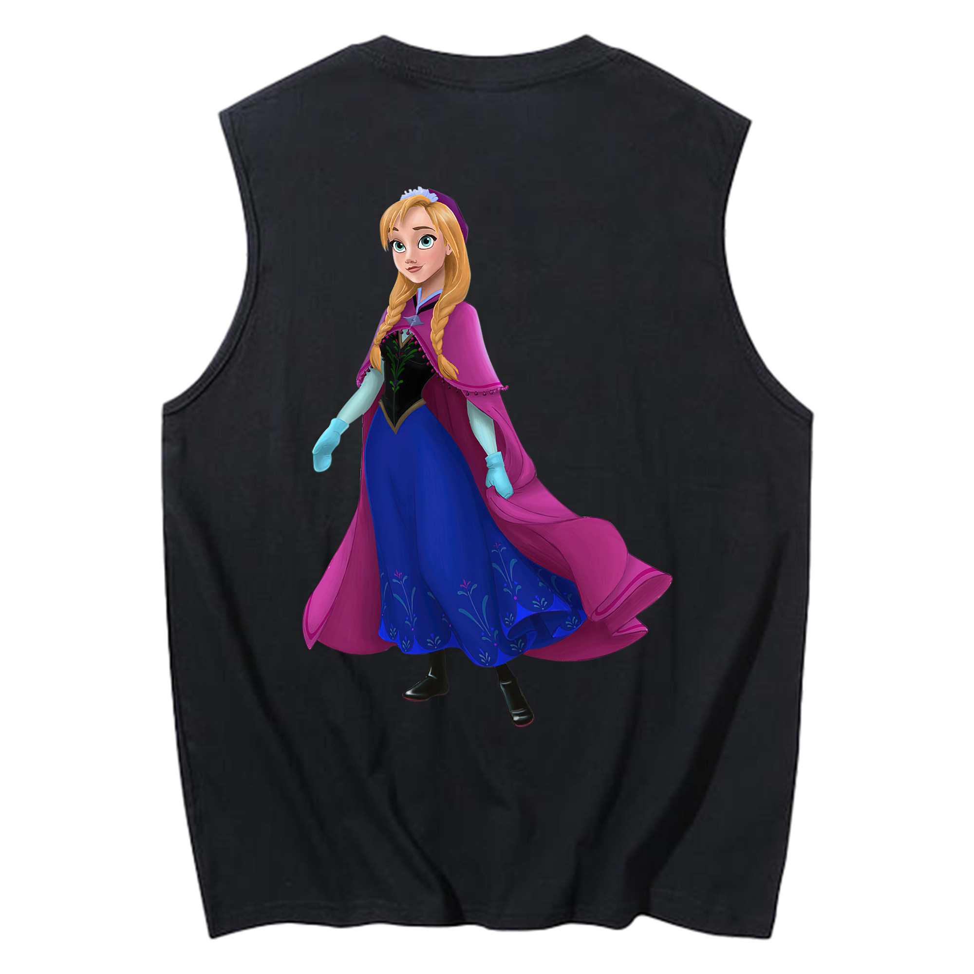 （画像用） アナと雪の女王 アンナ エルサ Frozen Anna Elsa コットン100％タンクトップ（背面プリント）