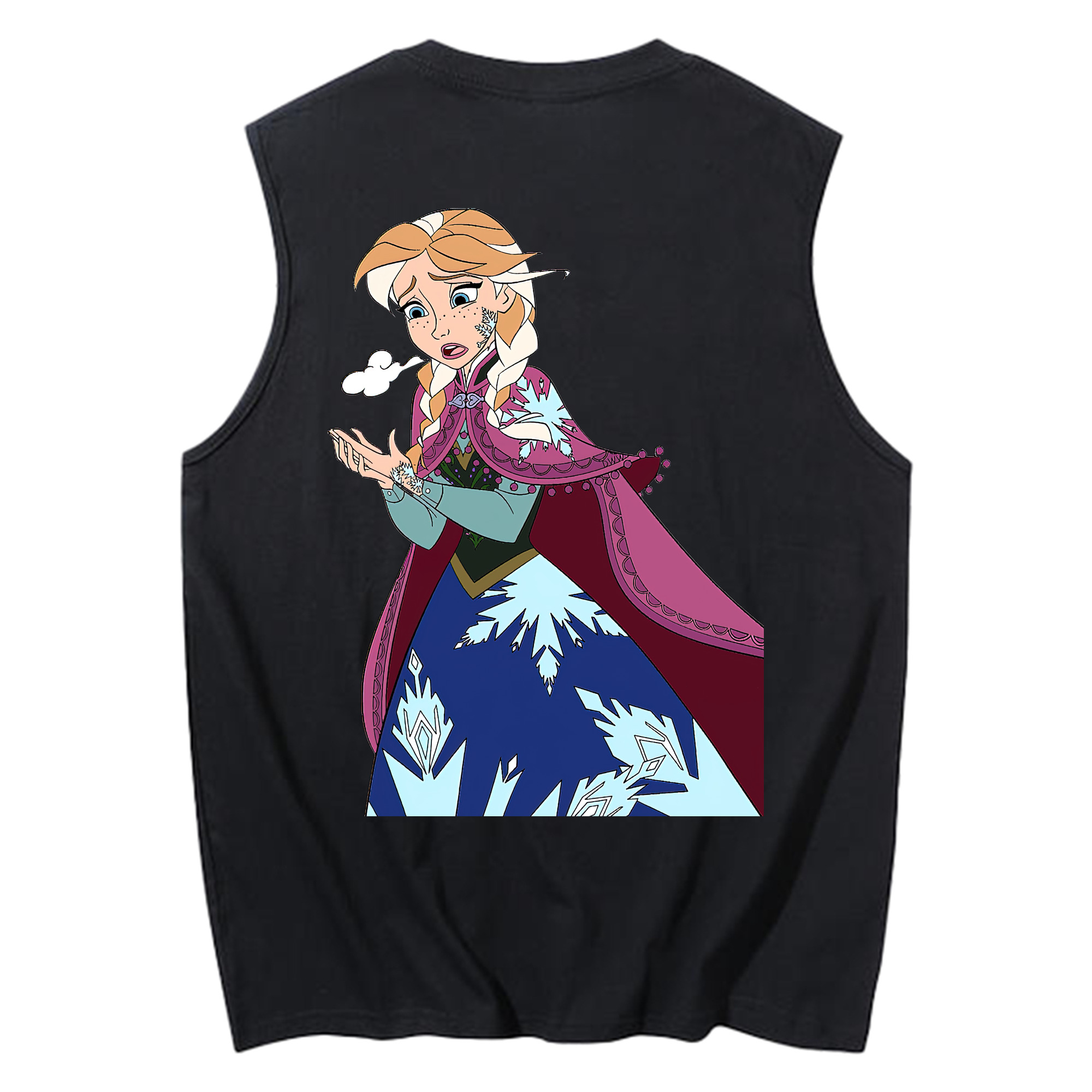 （画像用） アナと雪の女王 アンナ エルサ Frozen Anna Elsa コットン100％タンクトップ（背面プリント）