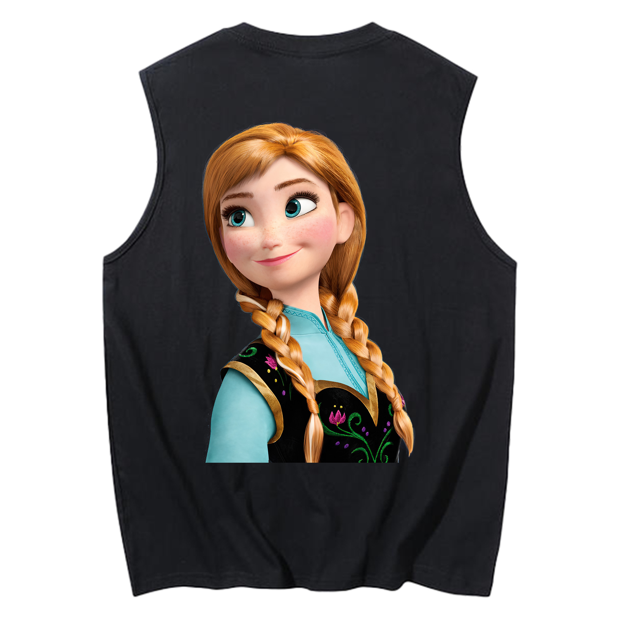 （画像用） アナと雪の女王 アンナ エルサ Frozen Anna Elsa コットン100％タンクトップ（背面プリント）