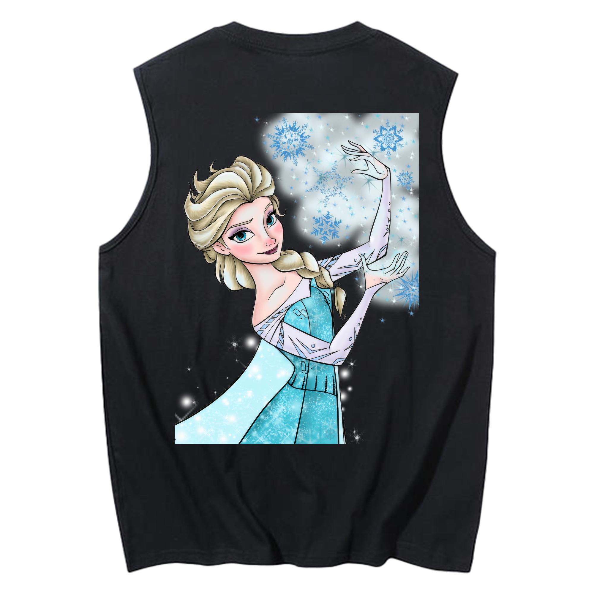 （画像用） アナと雪の女王 アンナ エルサ Frozen Anna Elsa コットン100％タンクトップ（背面プリント）