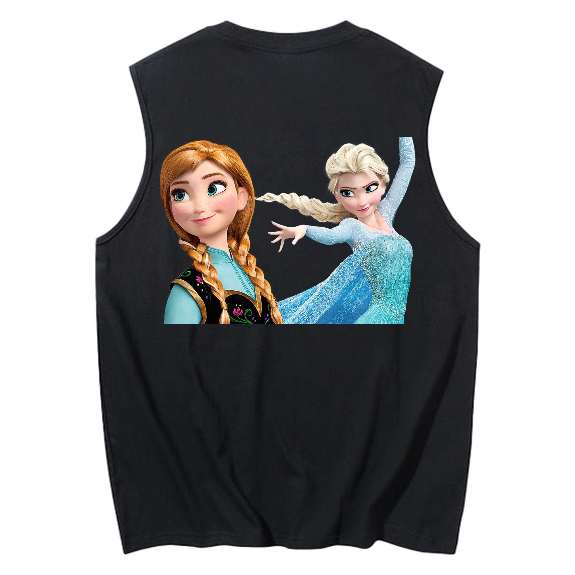 （画像用） アナと雪の女王 アンナ エルサ Frozen Anna Elsa コットン100％タンクトップ（背面プリント）