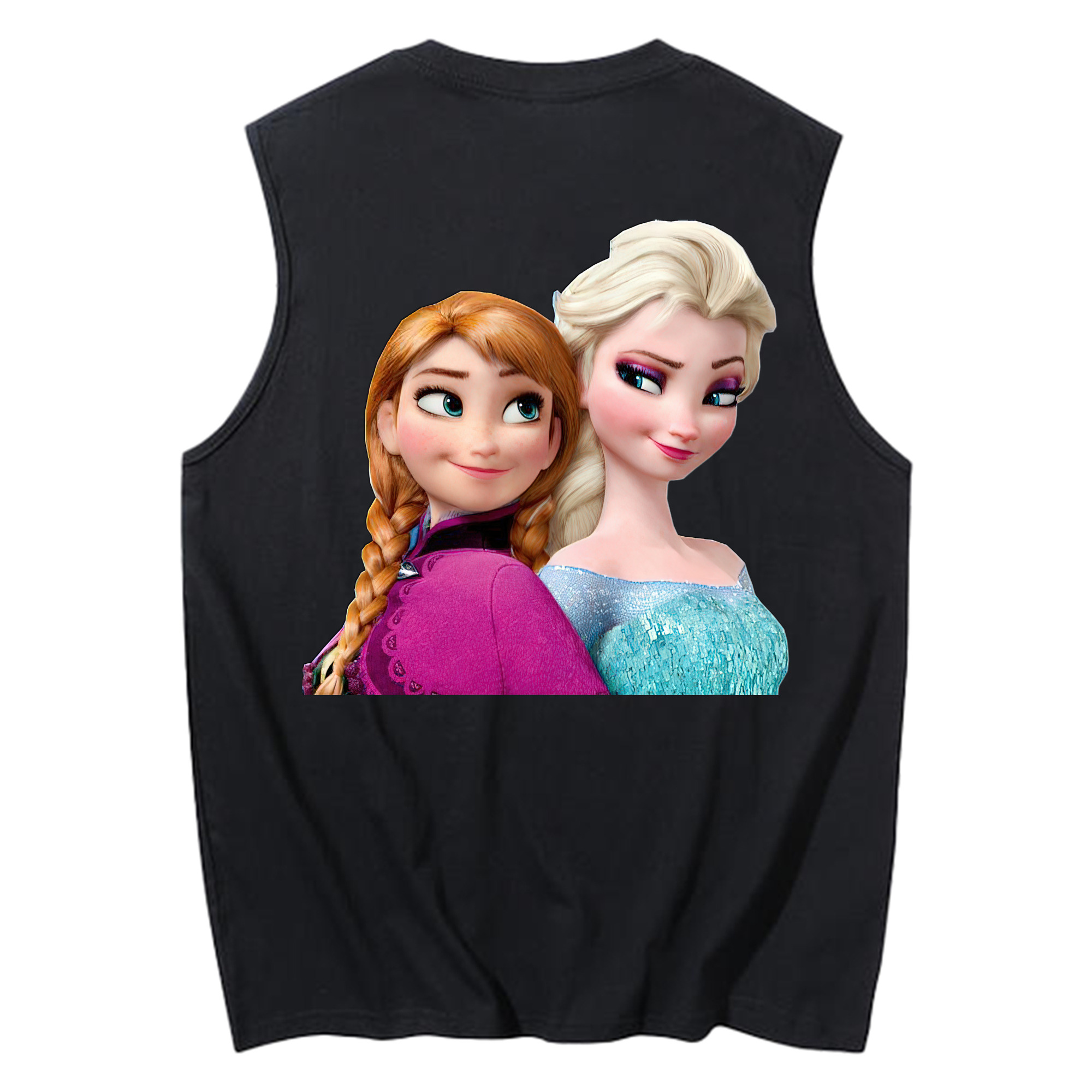 （画像用） アナと雪の女王 アンナ エルサ Frozen Anna Elsa コットン100％タンクトップ（背面プリント）
