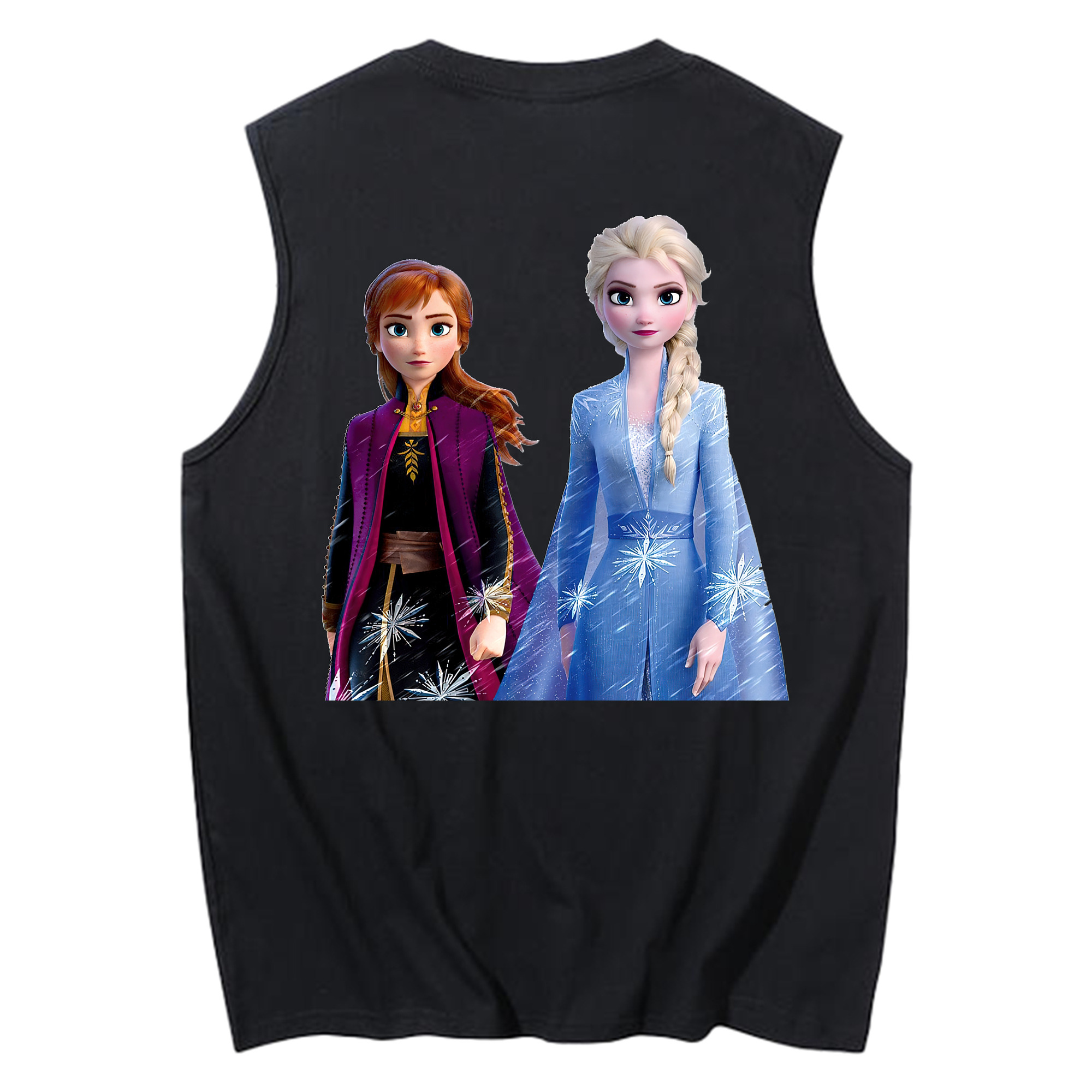 （画像用） アナと雪の女王 アンナ エルサ Frozen Anna Elsa コットン100％タンクトップ（背面プリント）