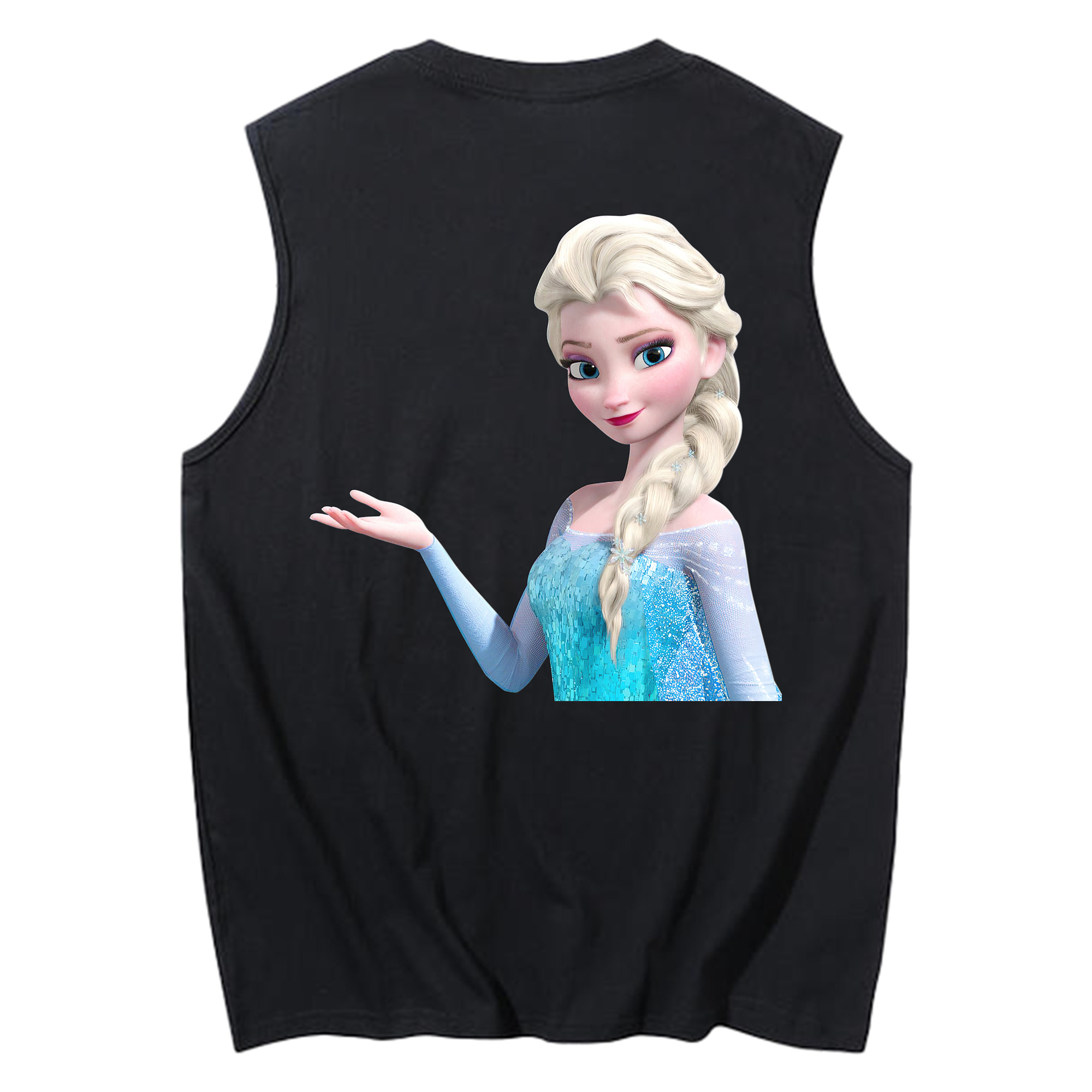 （画像用） アナと雪の女王 アンナ エルサ Frozen Anna Elsa コットン100％タンクトップ（背面プリント）