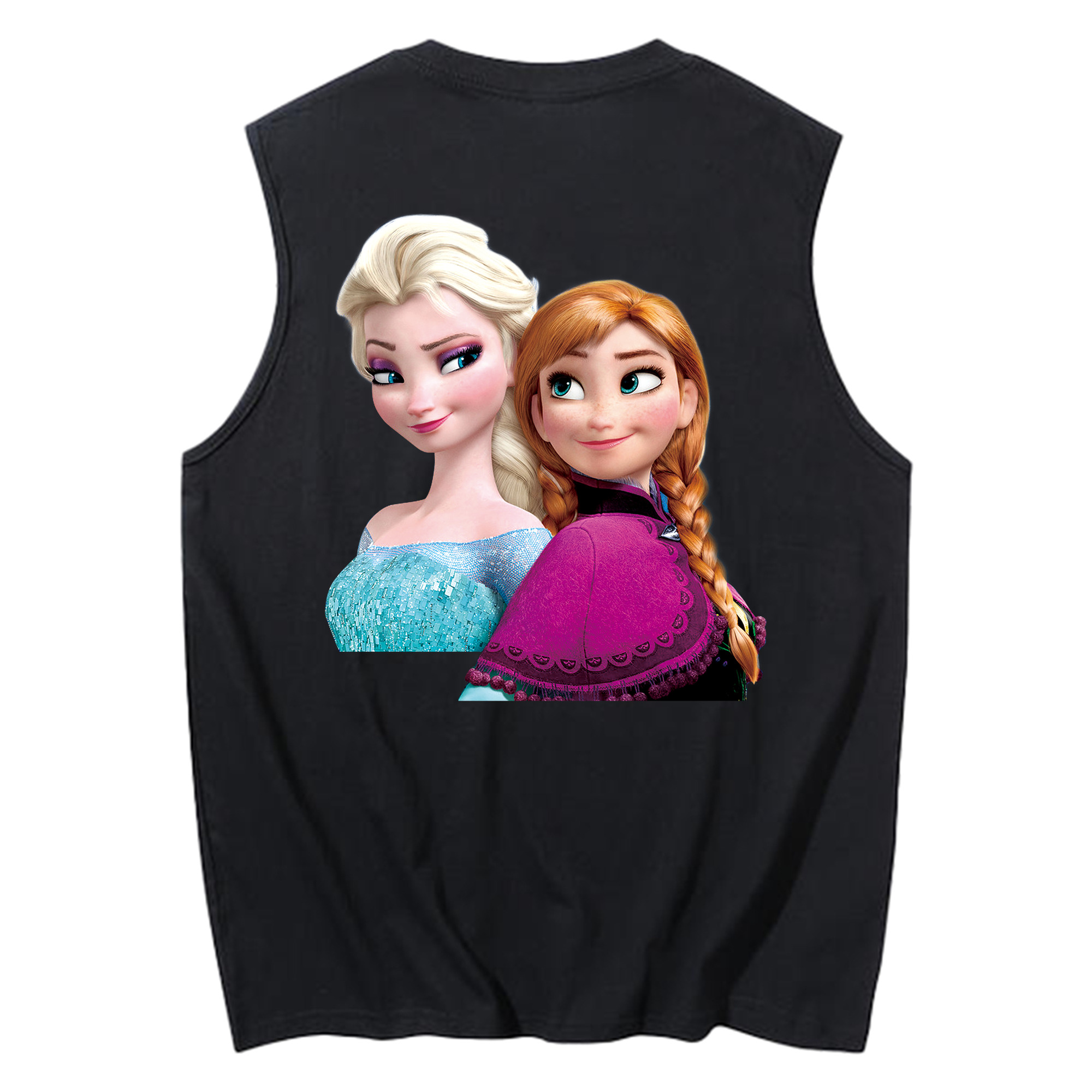 （画像用） アナと雪の女王 アンナ エルサ Frozen Anna Elsa コットン100％タンクトップ（背面プリント）