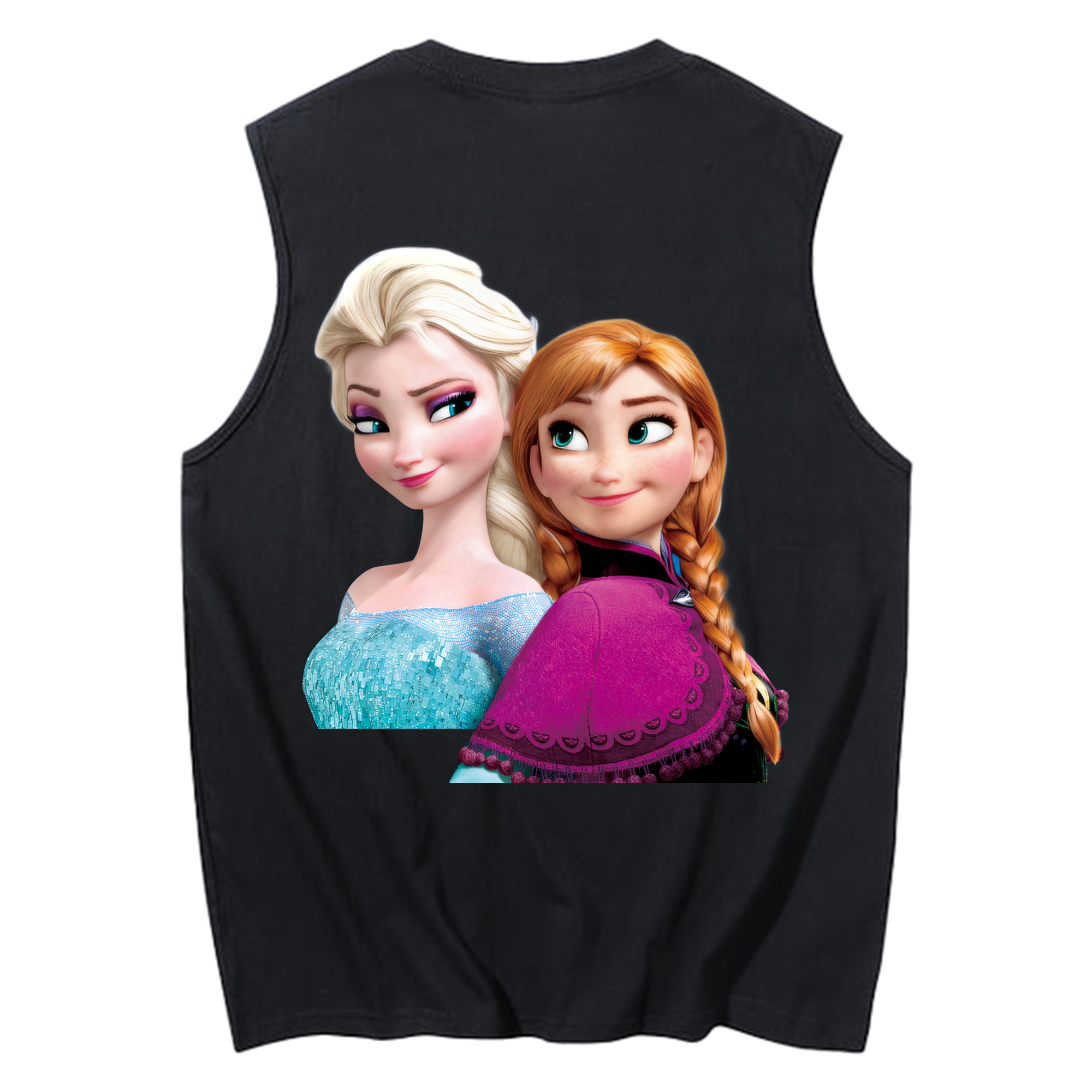 （画像用） アナと雪の女王 アンナ エルサ Frozen Anna Elsa コットン100％タンクトップ（背面プリント）