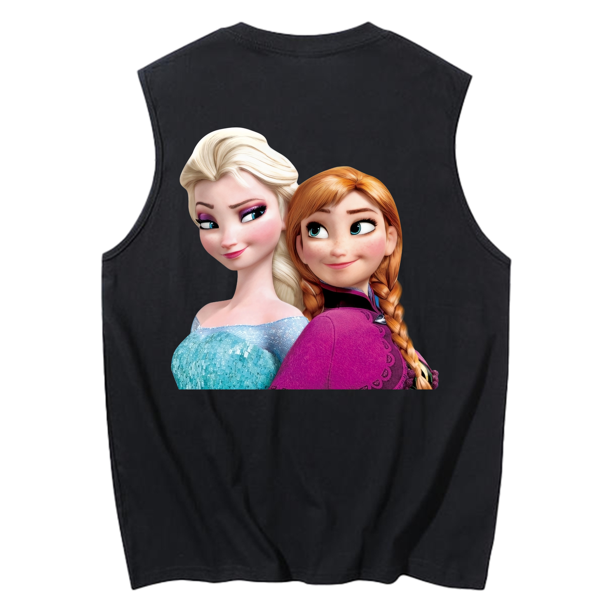 （画像用） アナと雪の女王 アンナ エルサ Frozen Anna Elsa コットン100％タンクトップ（背面プリント）