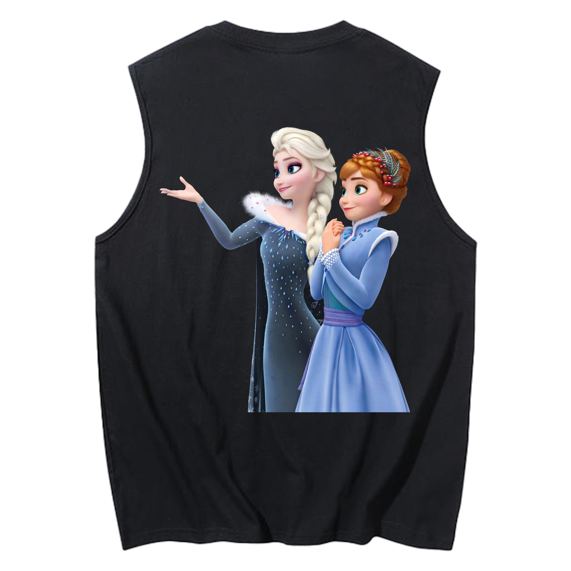 （画像用） アナと雪の女王 アンナ エルサ Frozen Anna Elsa コットン100％タンクトップ（背面プリント）
