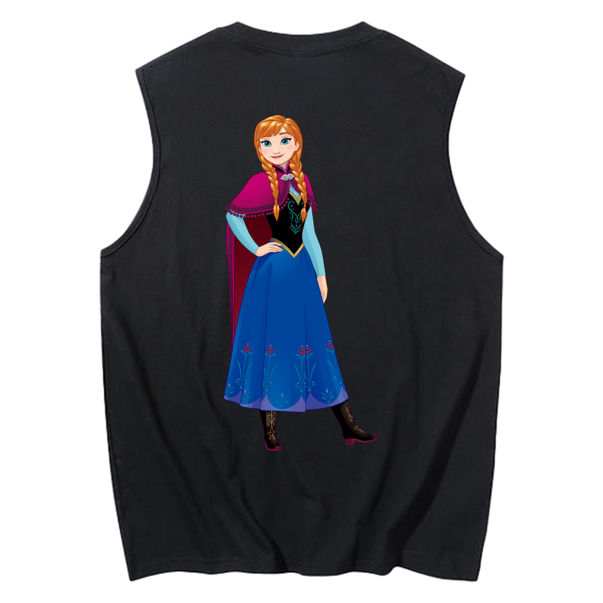 （画像用） アナと雪の女王 アンナ エルサ Frozen Anna Elsa コットン100％タンクトップ（背面プリント）