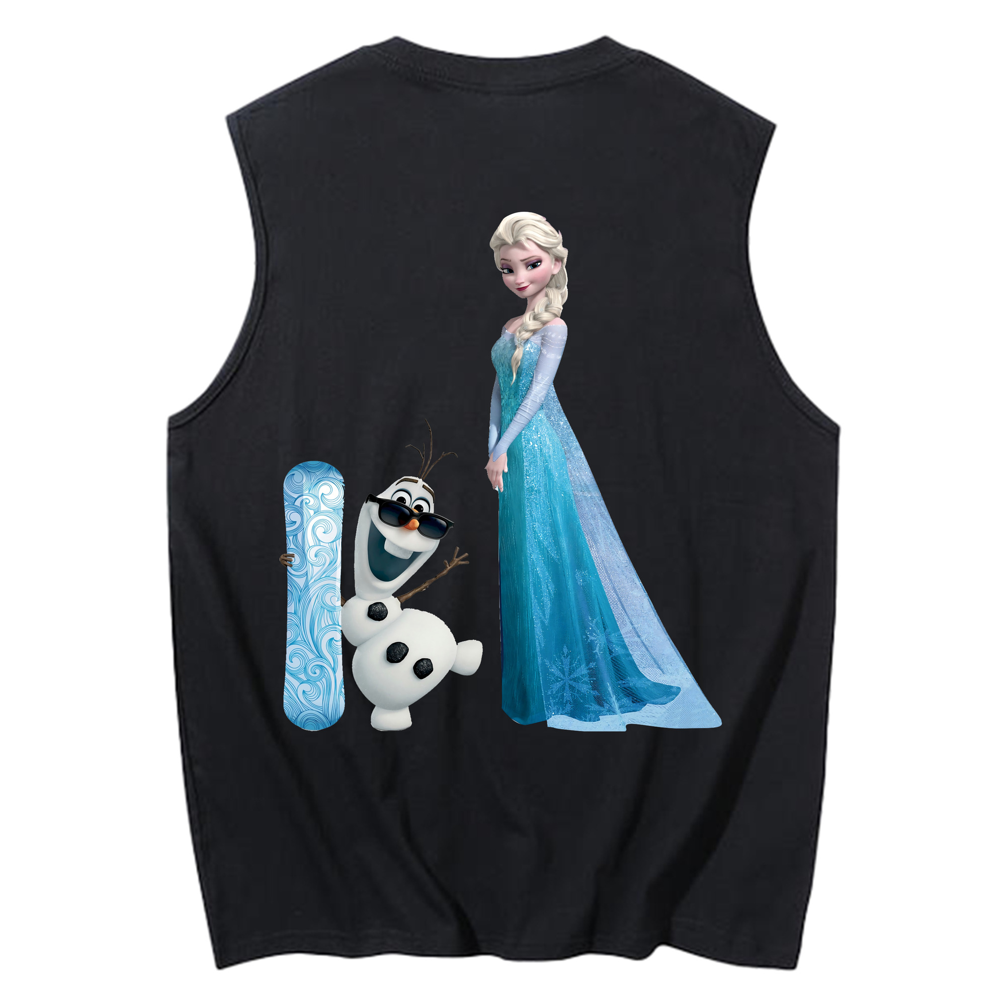 （画像用） アナと雪の女王 アンナ エルサ Frozen Anna Elsa コットン100％タンクトップ（背面プリント）