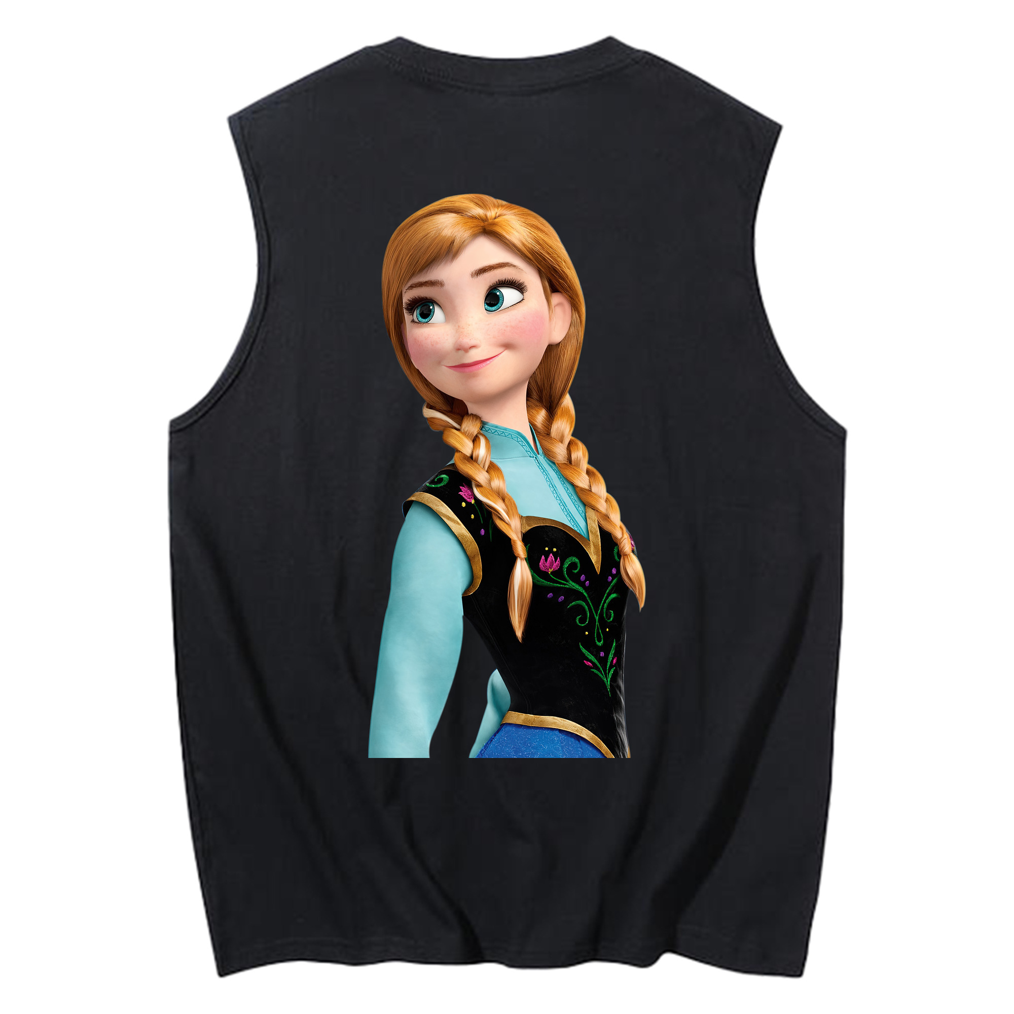 （画像用） アナと雪の女王 アンナ エルサ Frozen Anna Elsa コットン100％タンクトップ（背面プリント）