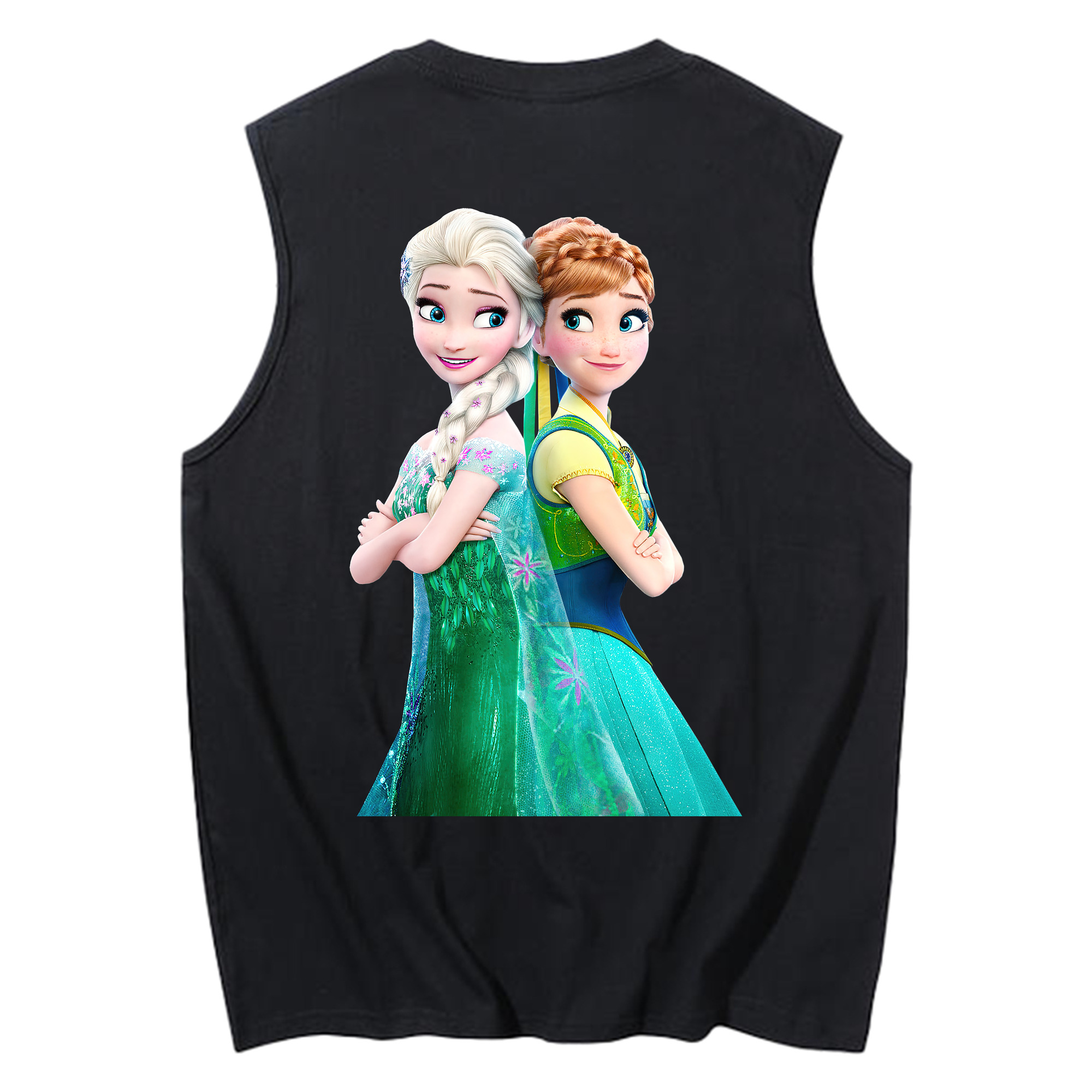 （画像用） アナと雪の女王 アンナ エルサ Frozen Anna Elsa コットン100％タンクトップ（背面プリント）