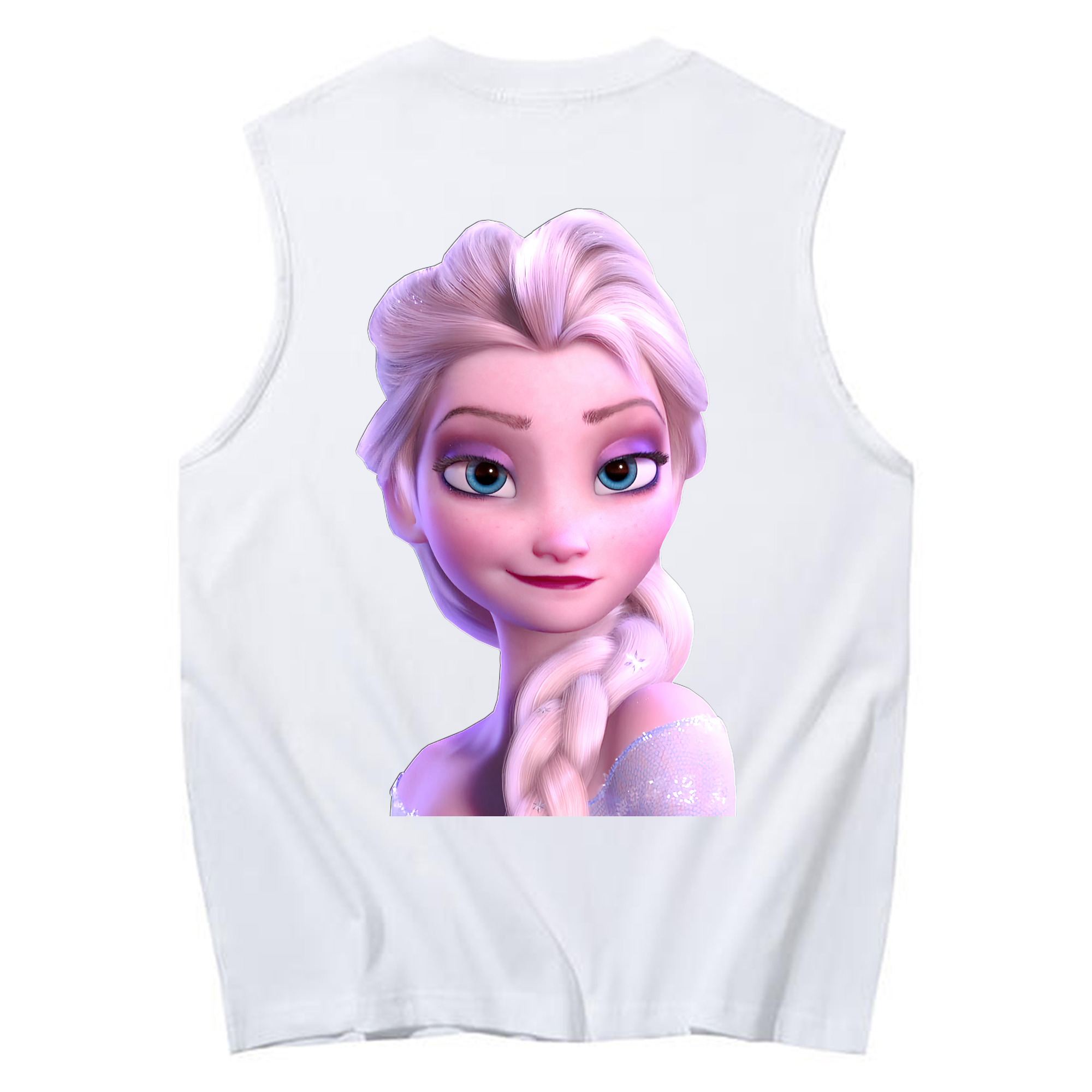 （画像用） アナと雪の女王 アンナ エルサ Frozen Anna Elsa コットン100％タンクトップ（背面プリント）