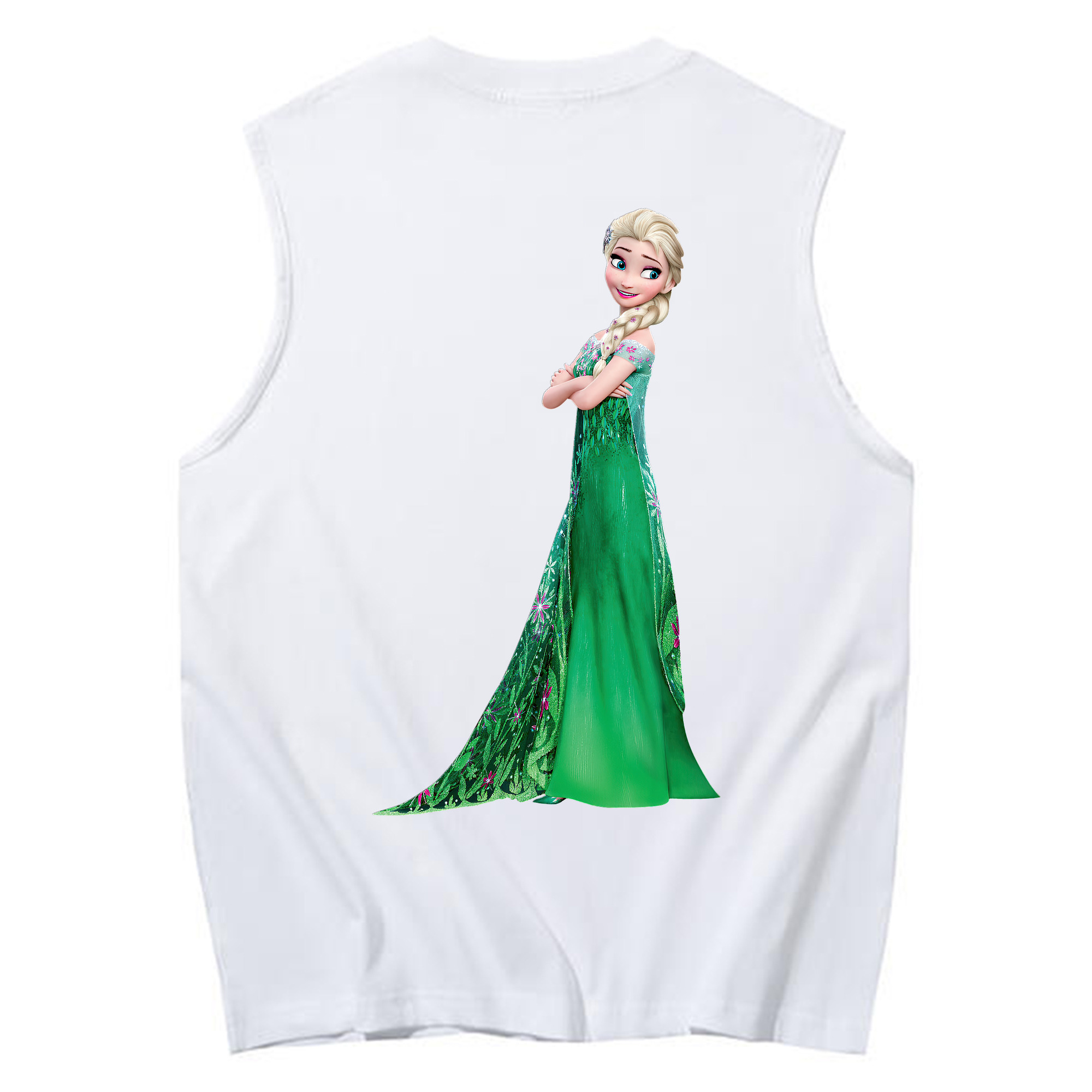 （画像用） アナと雪の女王 アンナ エルサ Frozen Anna Elsa コットン100％タンクトップ（背面プリント）